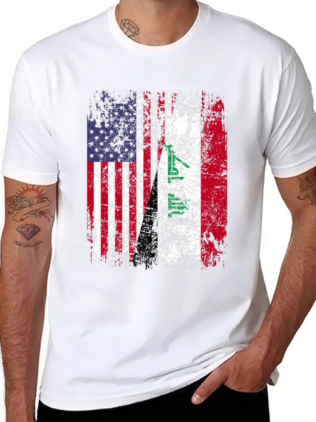 USA Iraq Flag Graphic T-Shirt