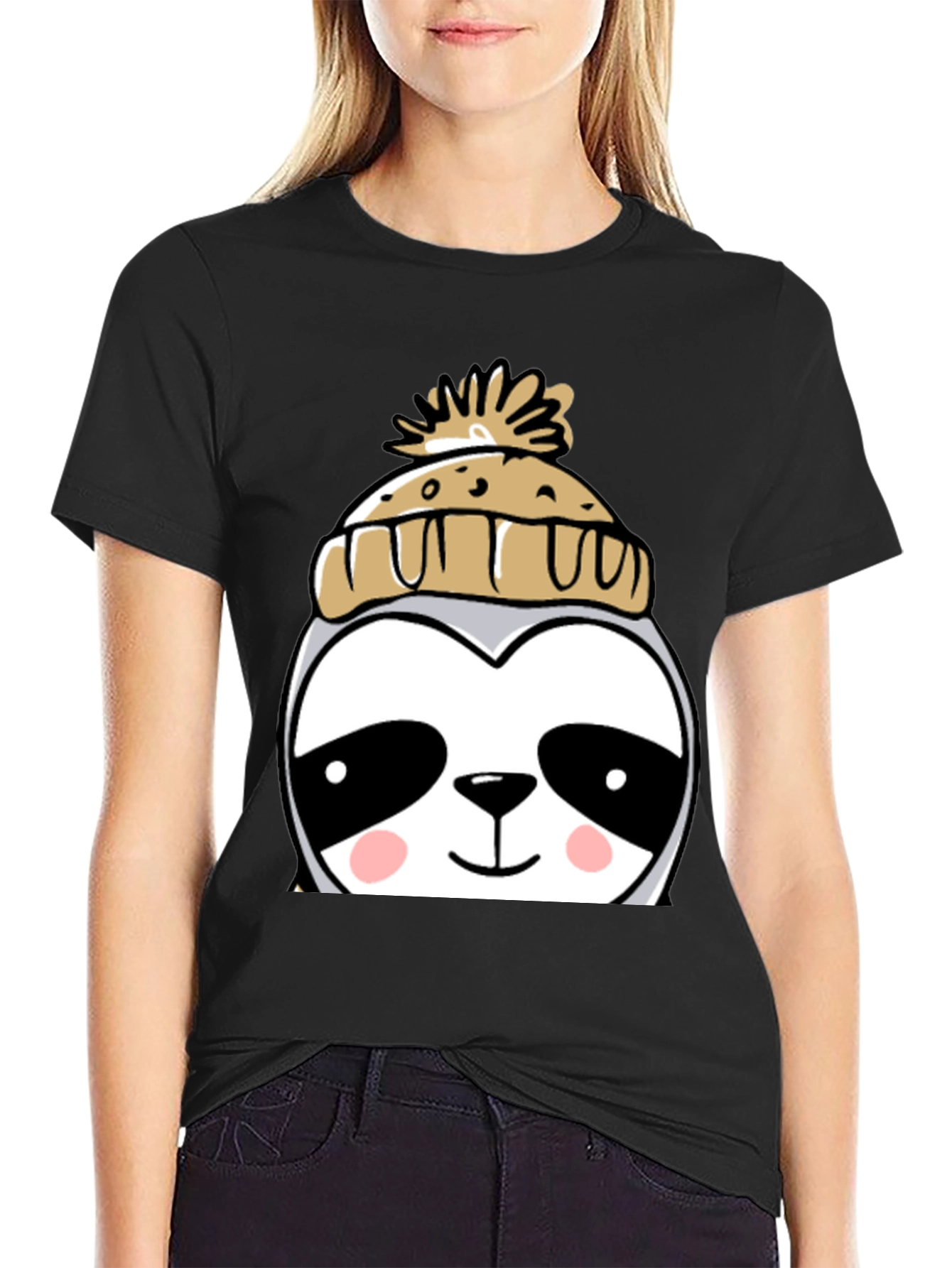Cute Sloth with Winter Hat Graphic Tee