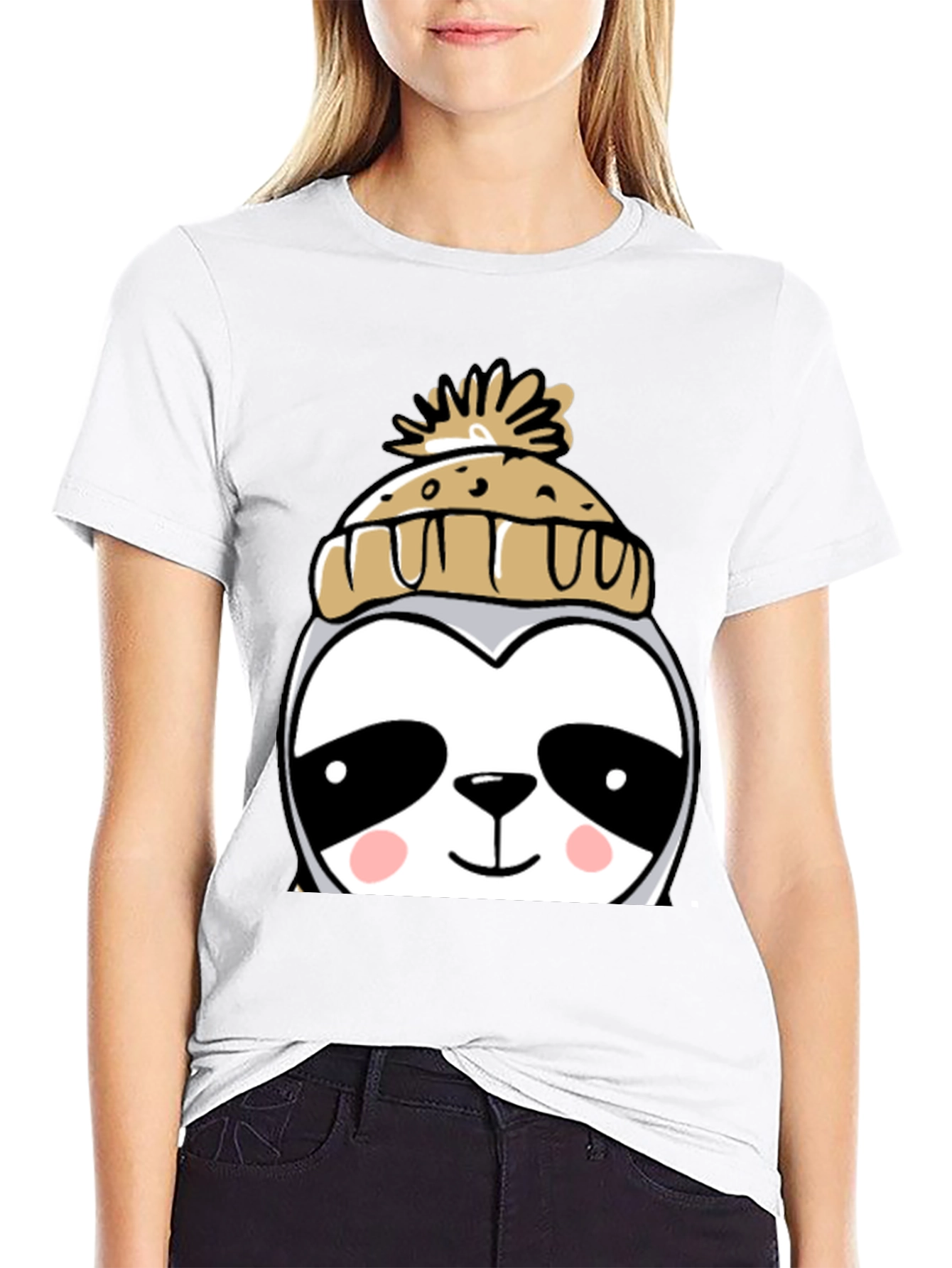 Cute Sloth with Winter Hat Graphic Tee