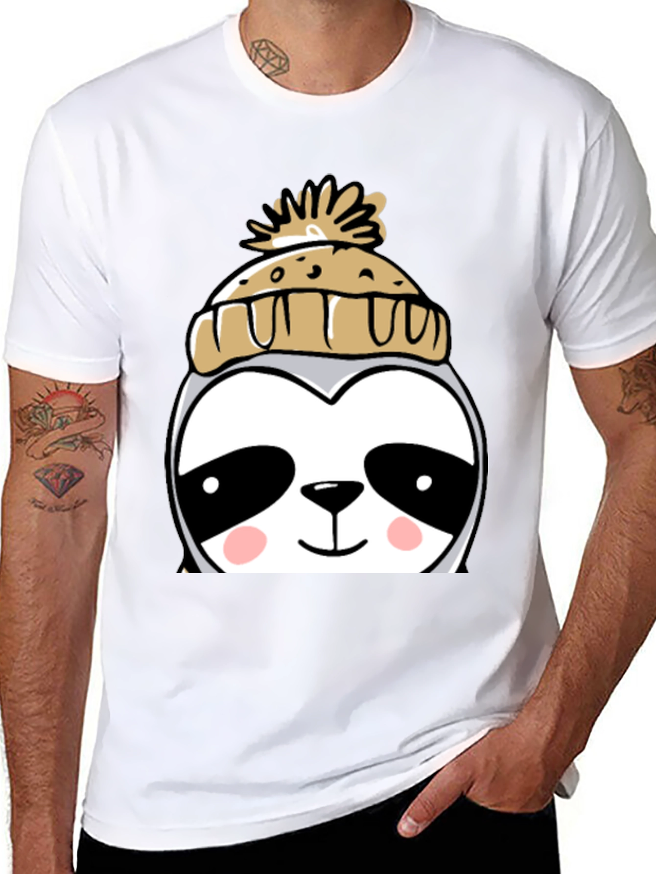 Cute Sloth with Winter Hat Graphic Tee