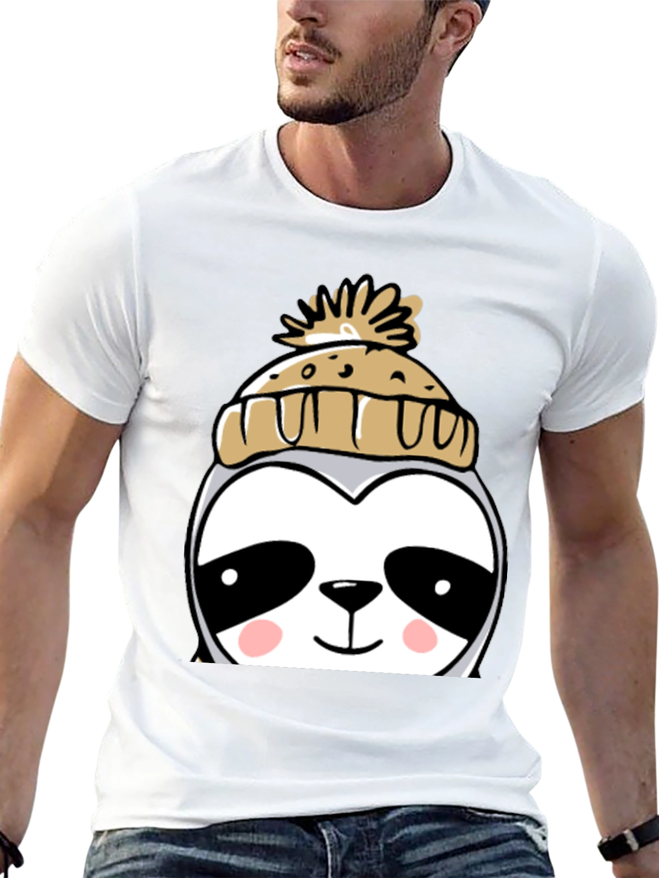 Cute Sloth with Winter Hat Graphic Tee