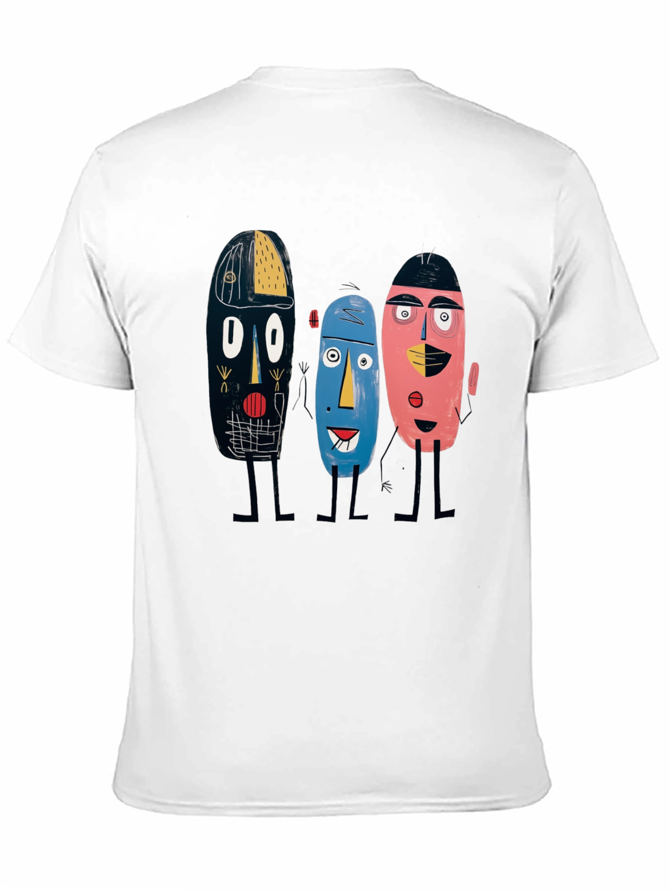 Abstract Faces Black Tee - Unique Graphic Print