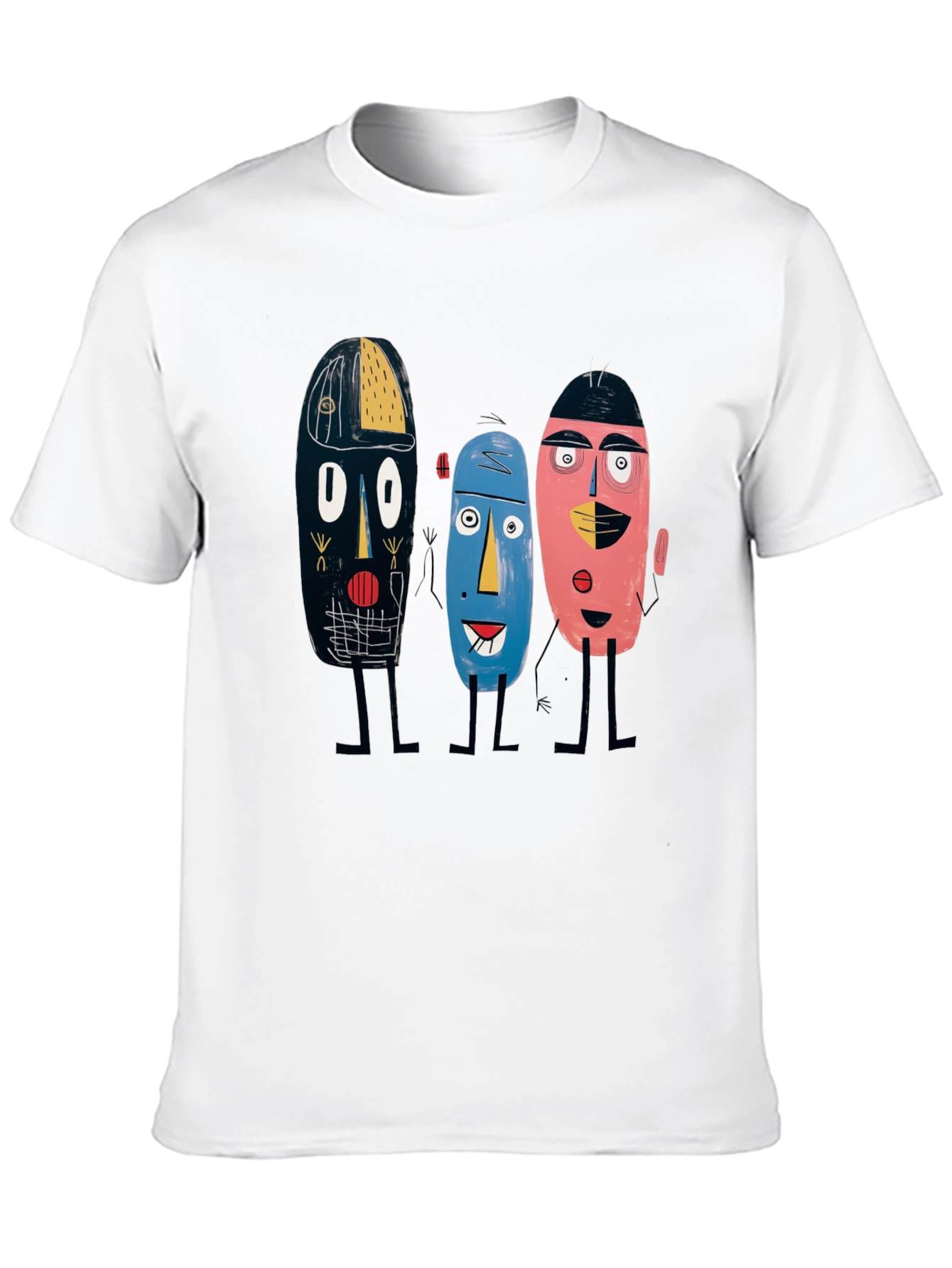 Abstract Faces Black Tee - Unique Graphic Print