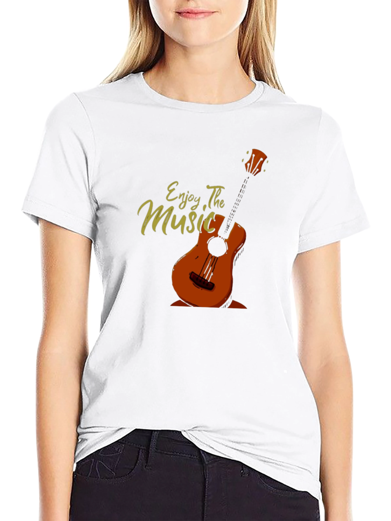 Enjoy The Music Graphic Print Black T-Shirt