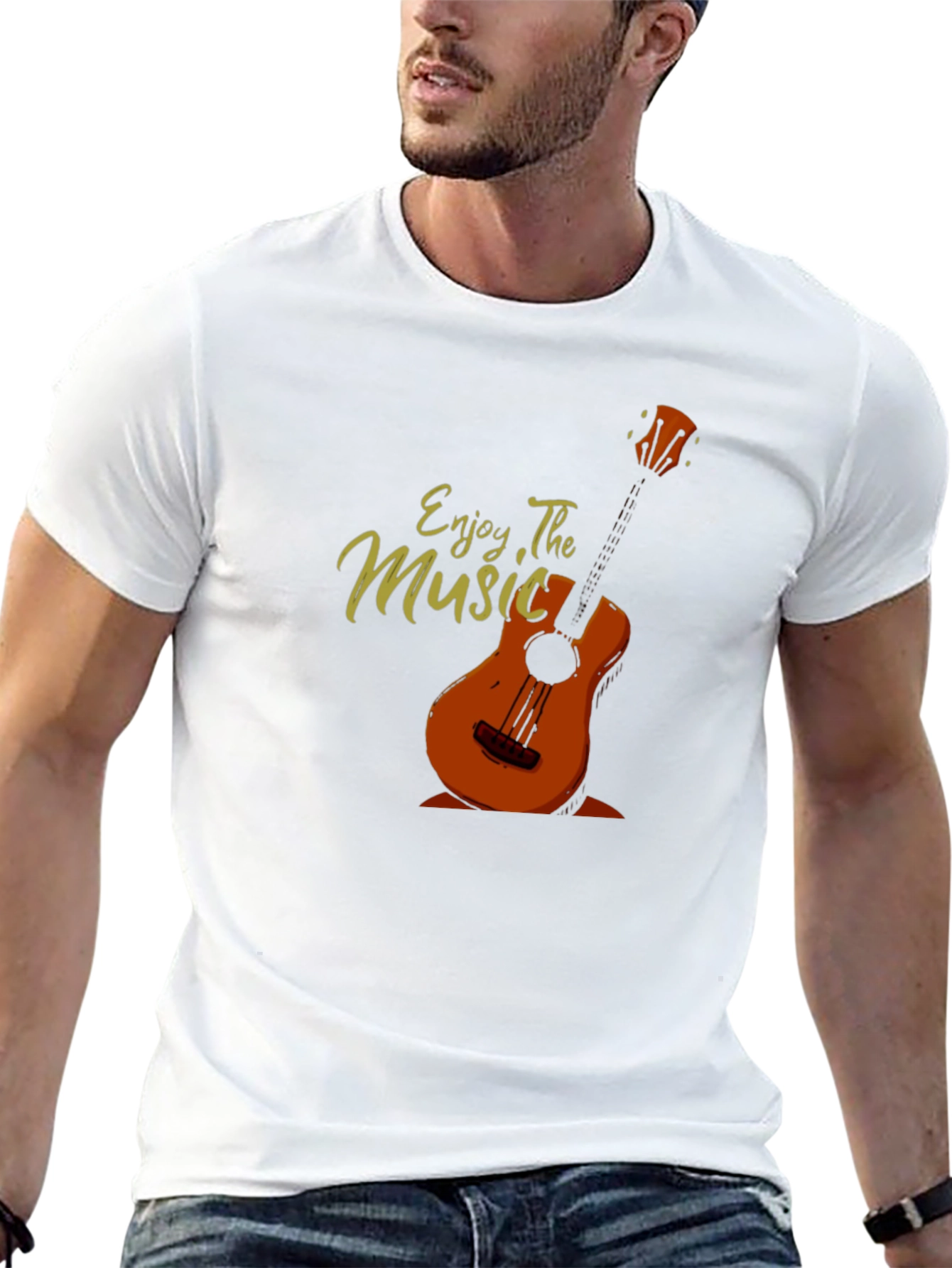 Enjoy The Music Graphic Print Black T-Shirt