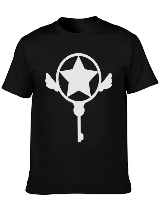 Star Key Graphic Tee - Black Cotton Blend
