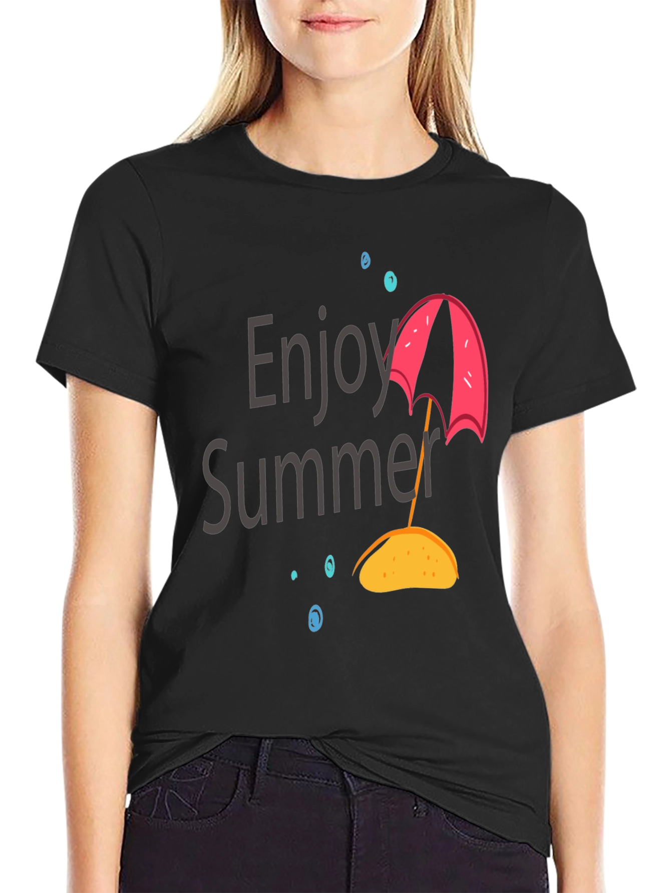 Enjoy Summer Graphic T-Shirt - Black Cotton Tee