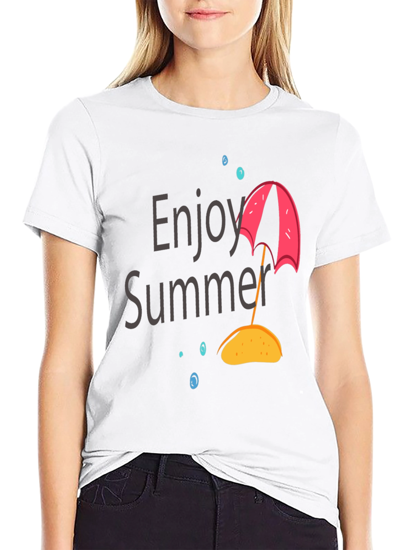 Enjoy Summer Graphic T-Shirt - Black Cotton Tee