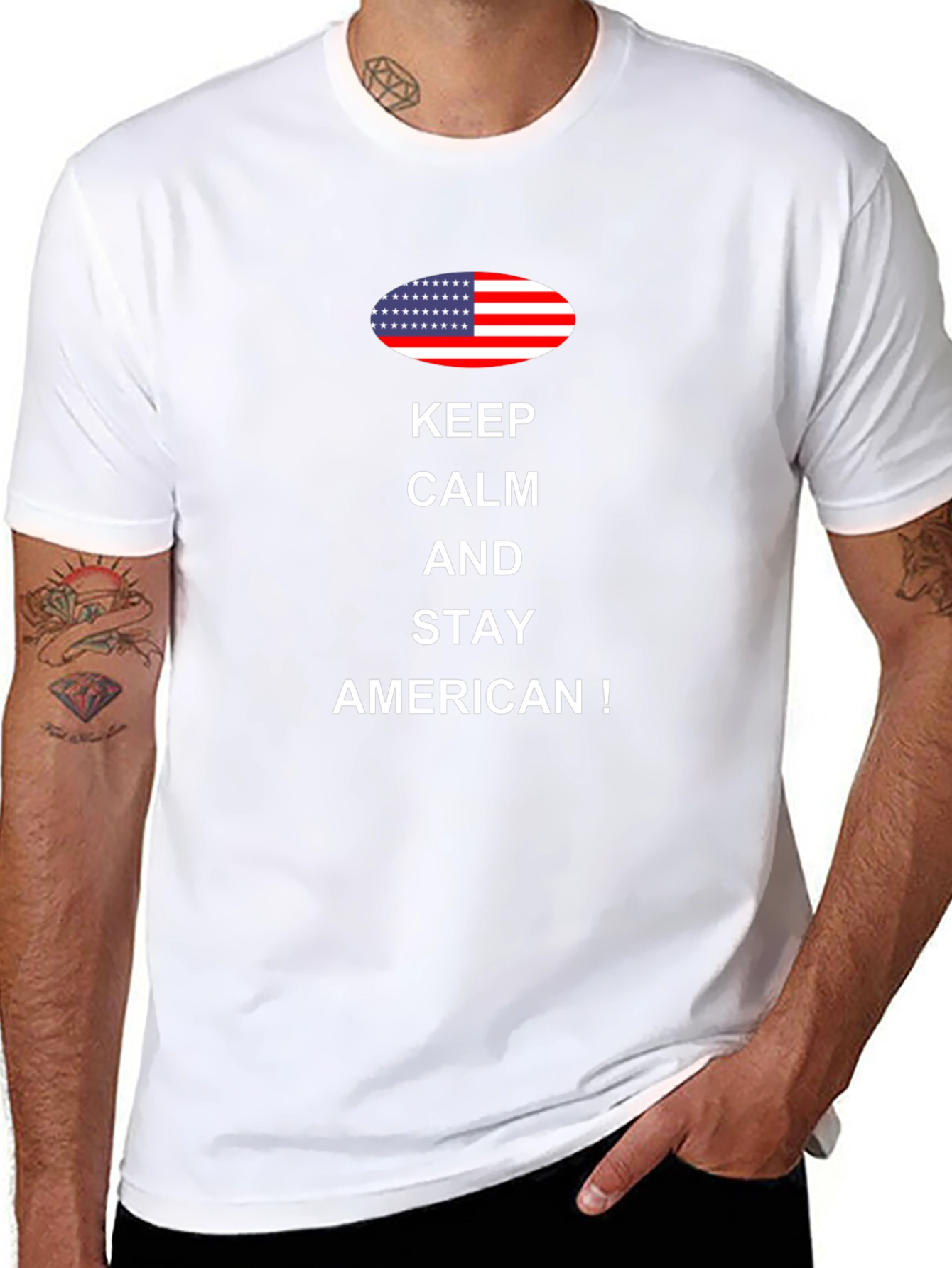 Keep Calm and Stay American Patriotic T-Shirt