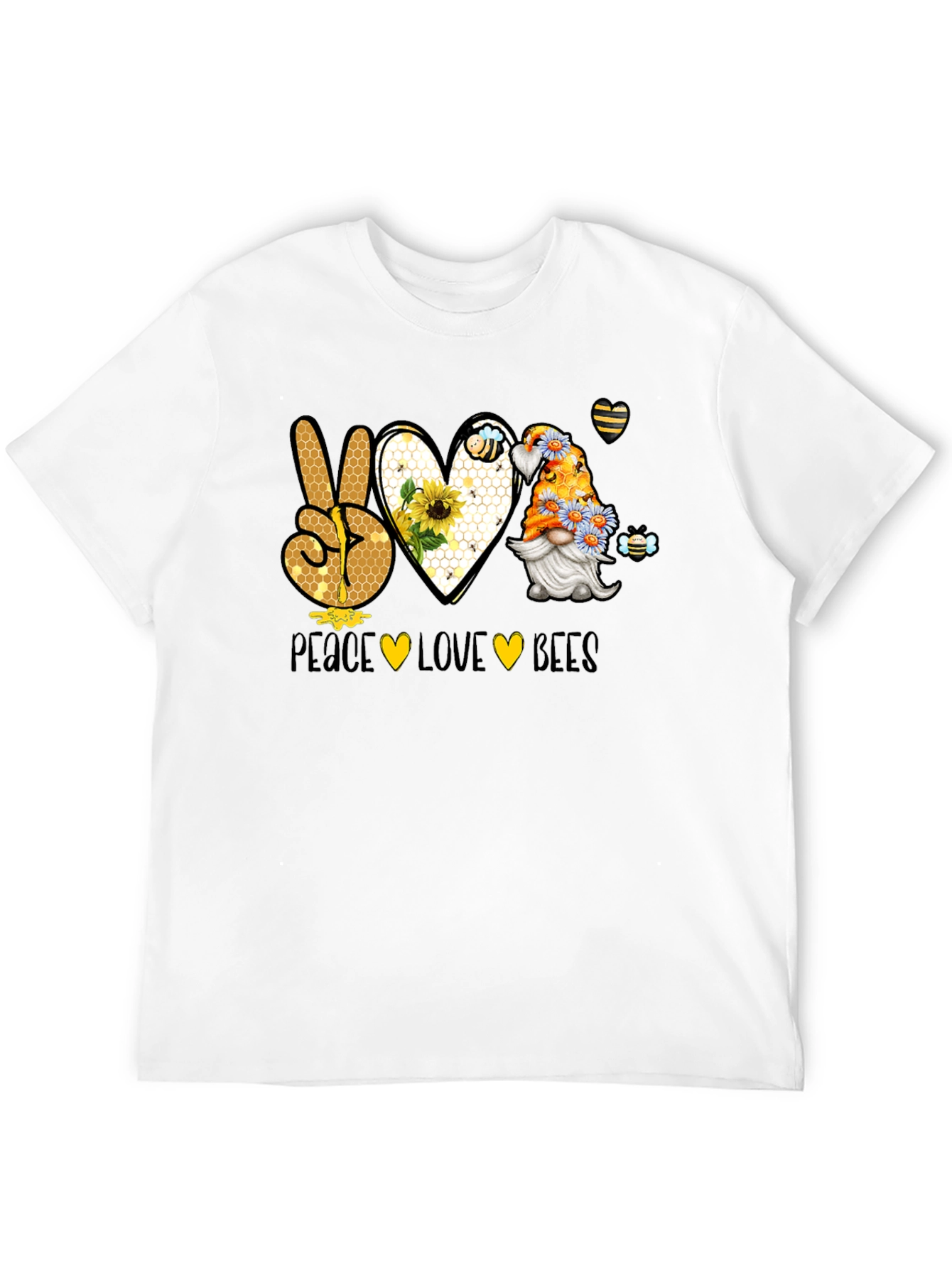 Peace Love Bees T-Shirt Gnome Bee Lover Tee