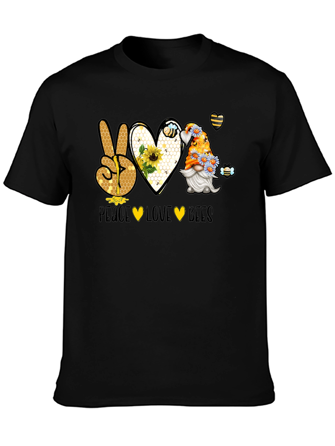 Peace Love Bees T-Shirt Gnome Bee Lover Tee