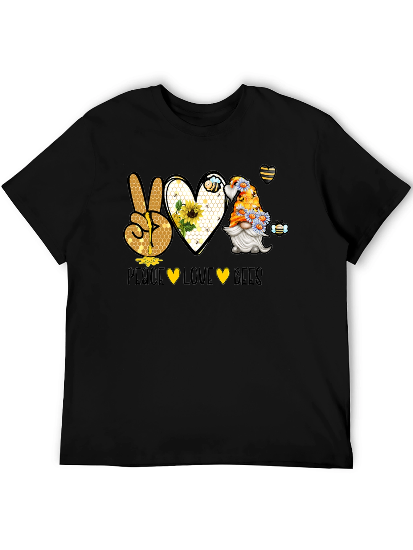 Peace Love Bees T-Shirt Gnome Bee Lover Tee