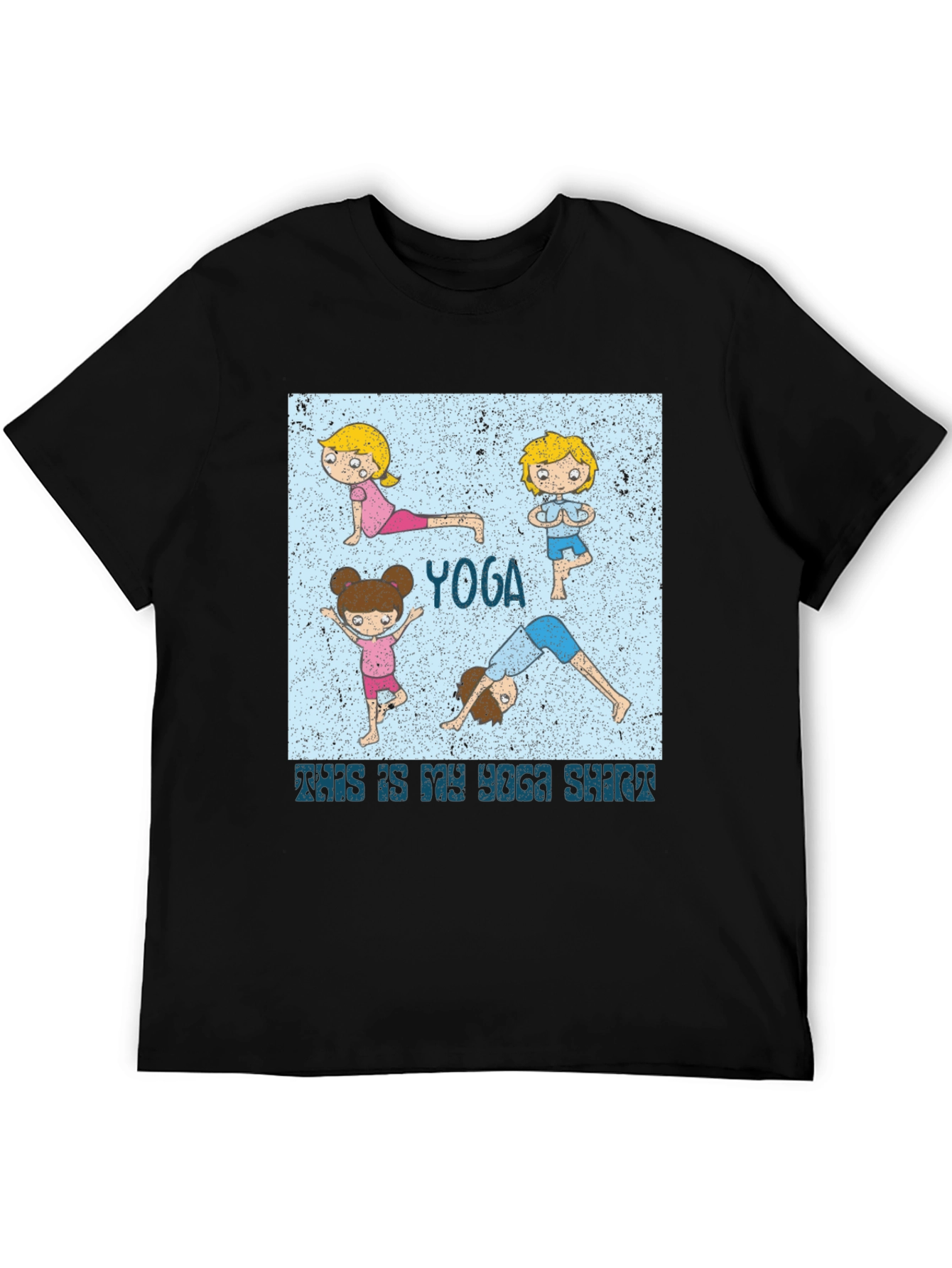 Yoga Cartoon Black T-Shirt