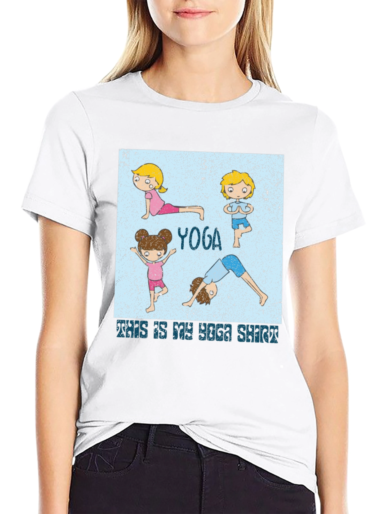 Yoga Cartoon Black T-Shirt