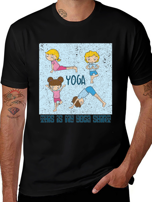 Yoga Cartoon Black T-Shirt