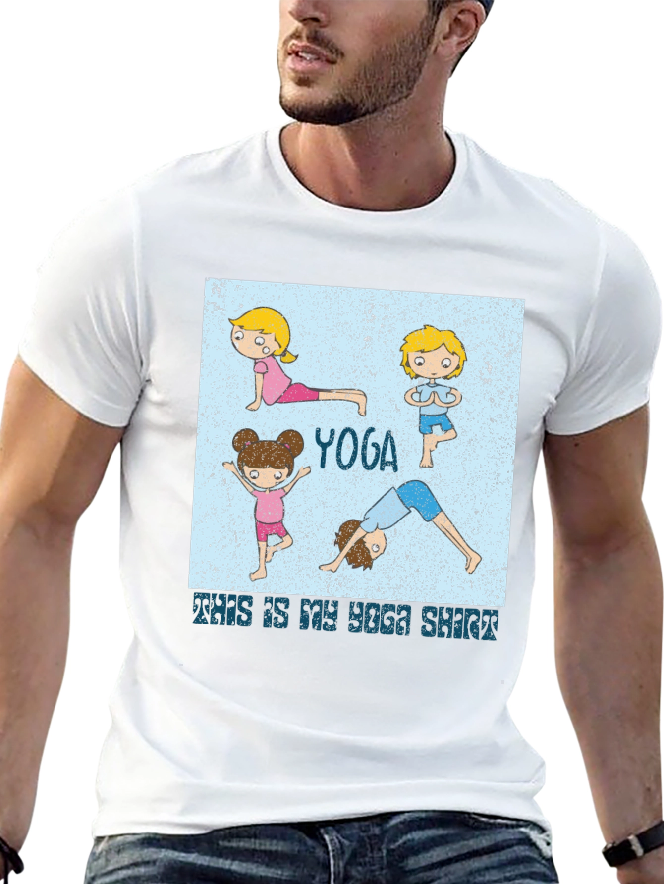 Yoga Cartoon Black T-Shirt
