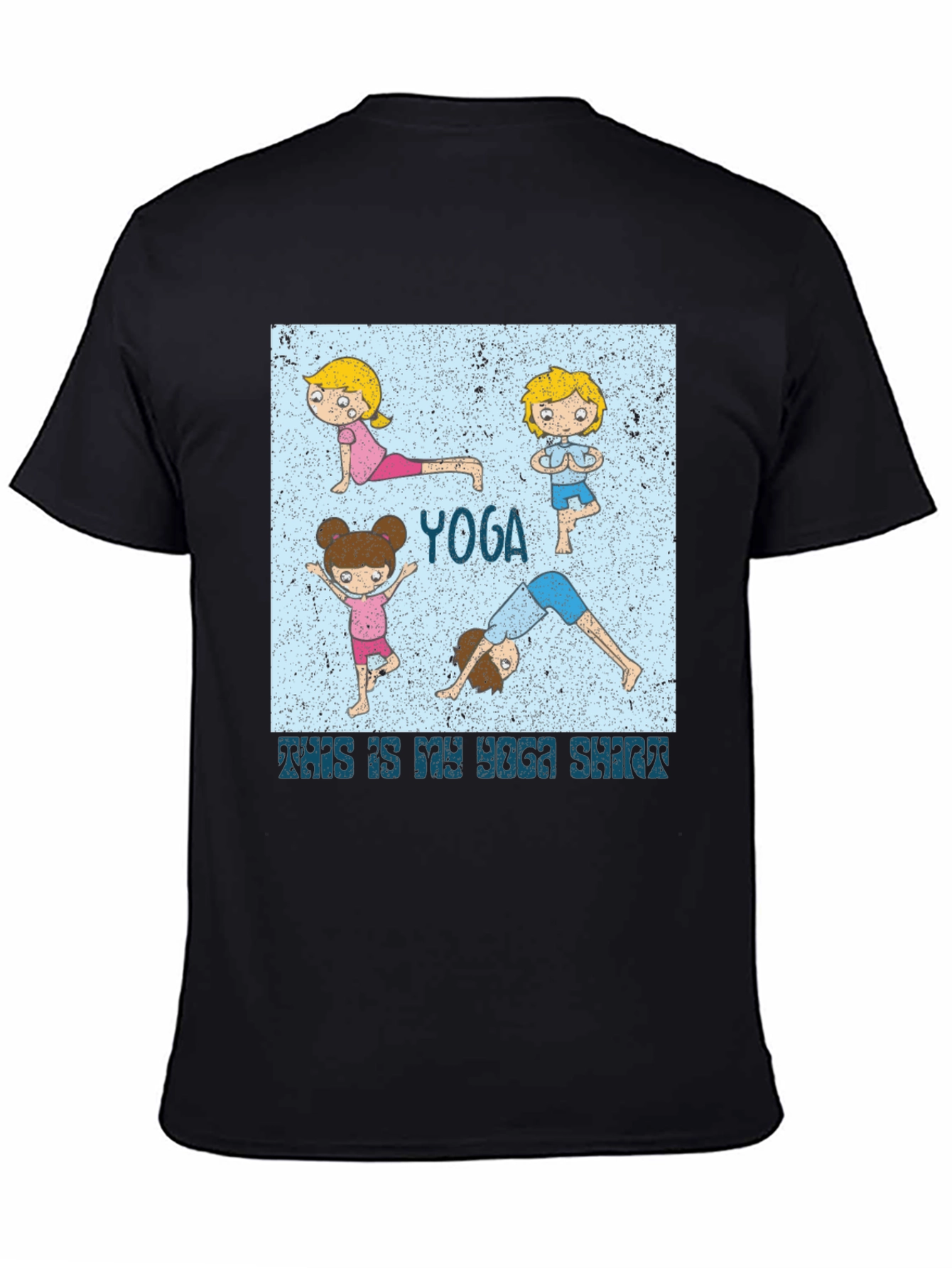 Yoga Cartoon Black T-Shirt