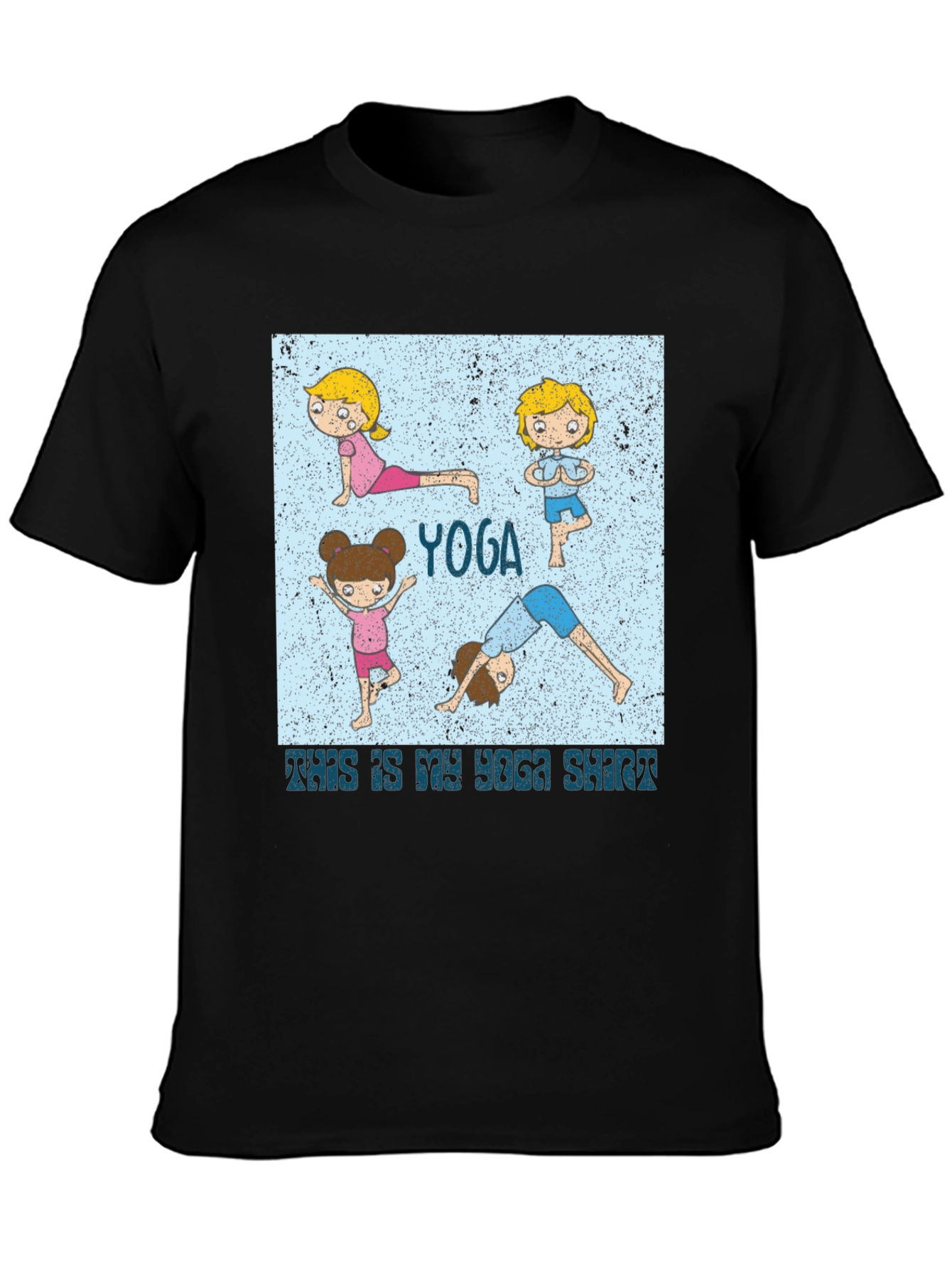 Yoga Cartoon Black T-Shirt