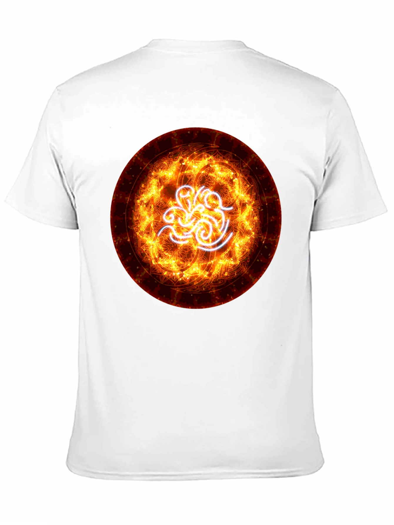 Fiery Vortex Graphic Tee - Black Cotton Blend