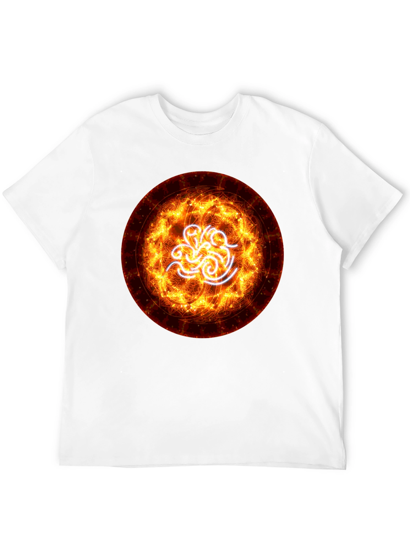 Fiery Vortex Graphic Tee - Black Cotton Blend