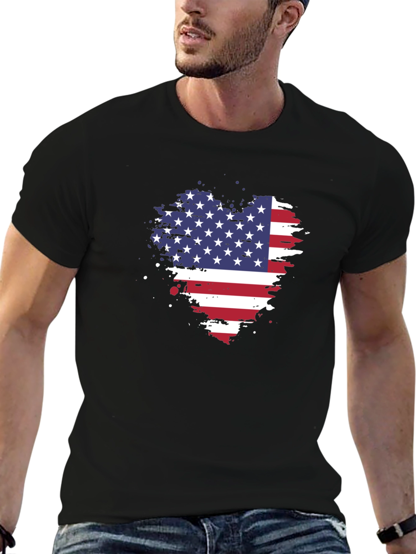 USA Flag Heart T-Shirt Patriotic