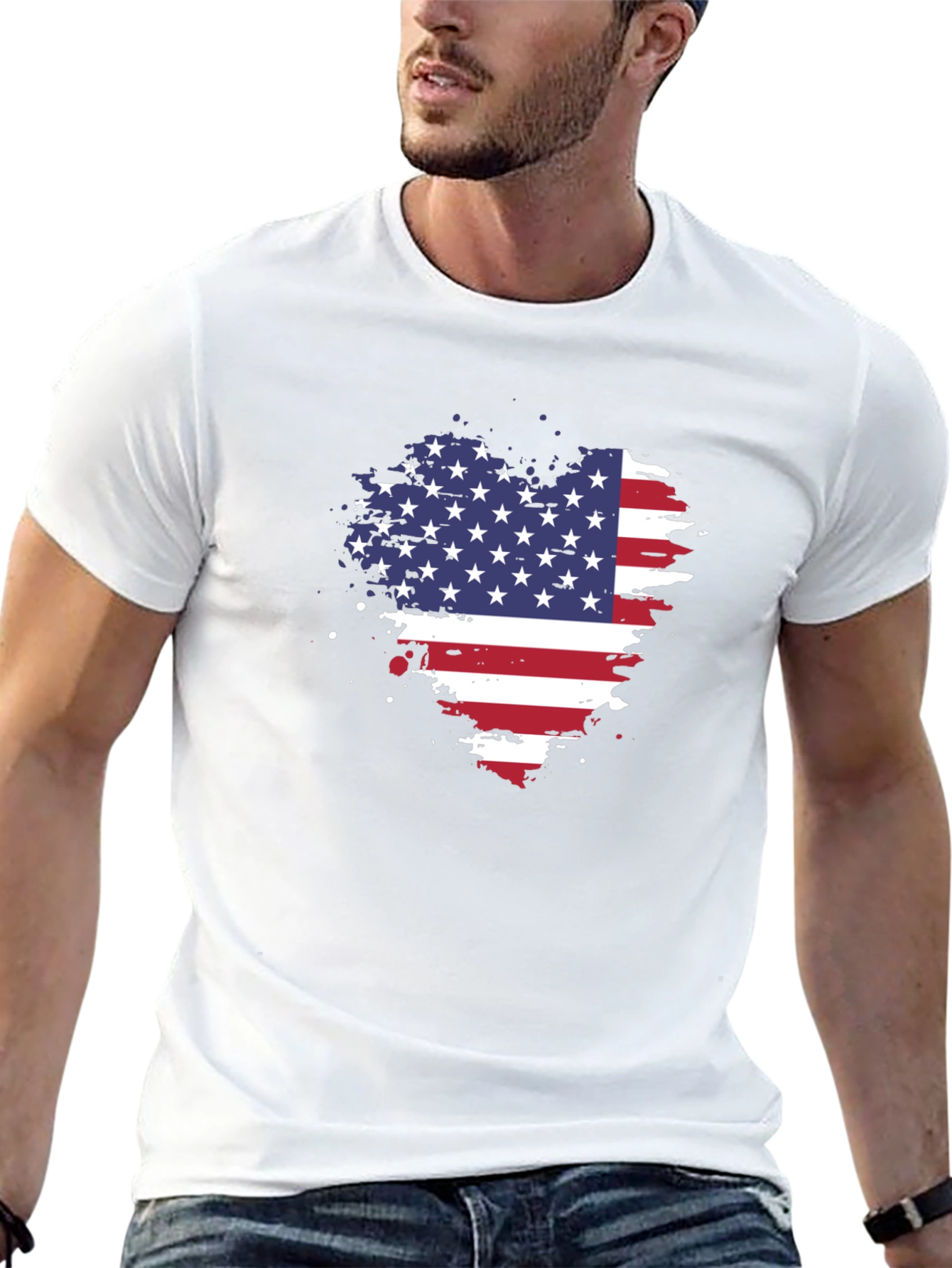 USA Flag Heart T-Shirt Patriotic