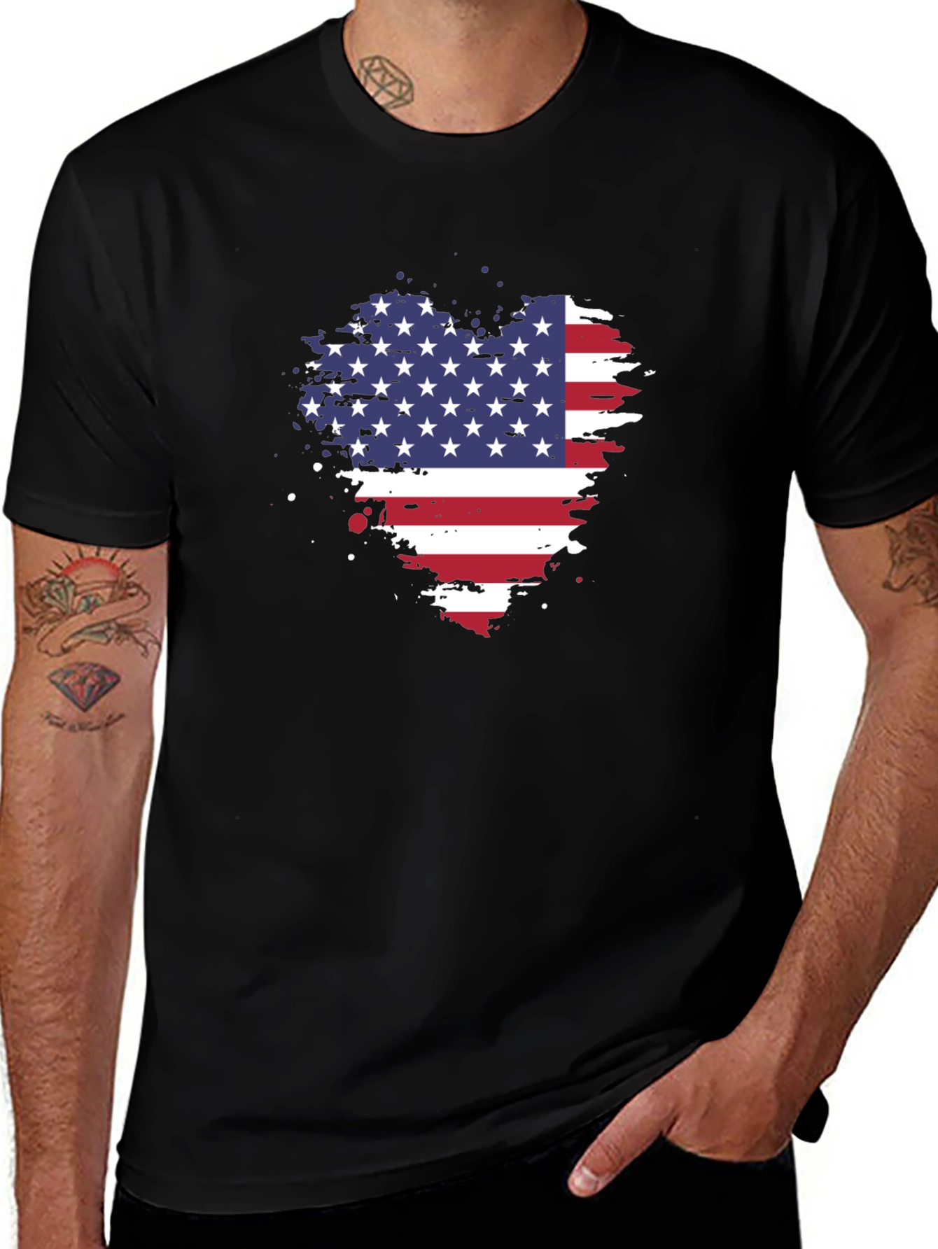 USA Flag Heart T-Shirt Patriotic