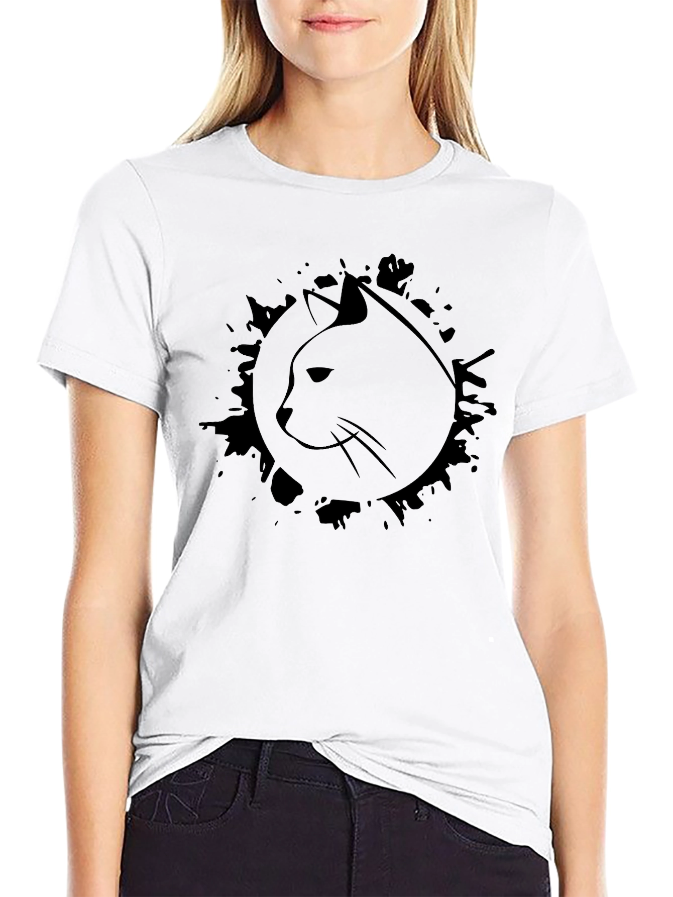 Mens Black Cat Graphic T-Shirt