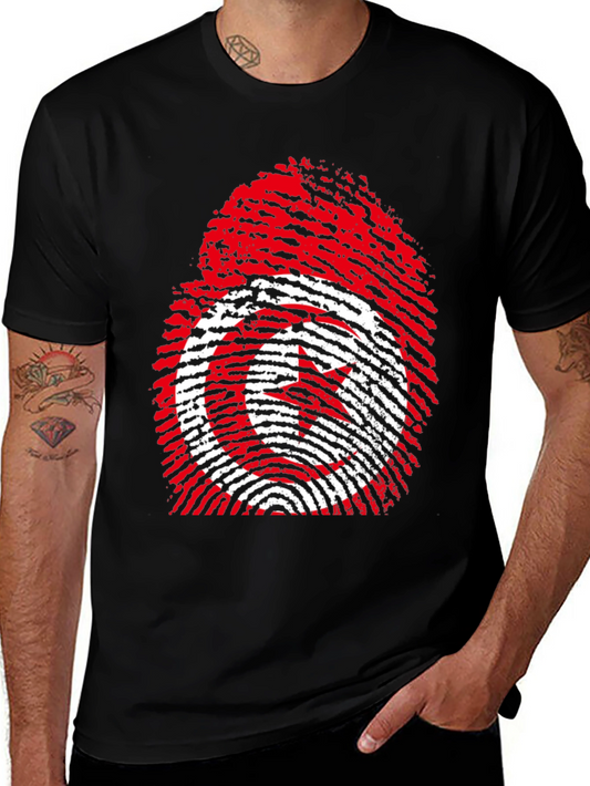 Tunisia Flag Fingerprint Graphic T-Shirt