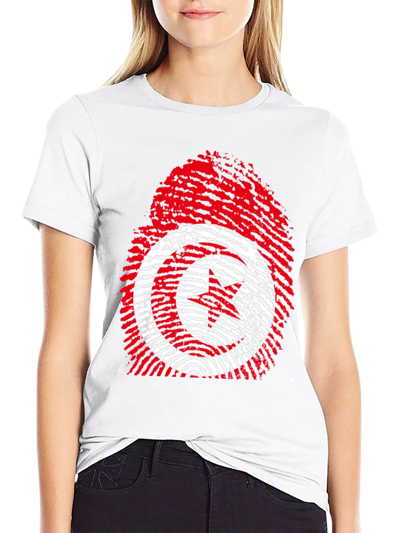 Tunisia Flag Fingerprint Graphic T-Shirt