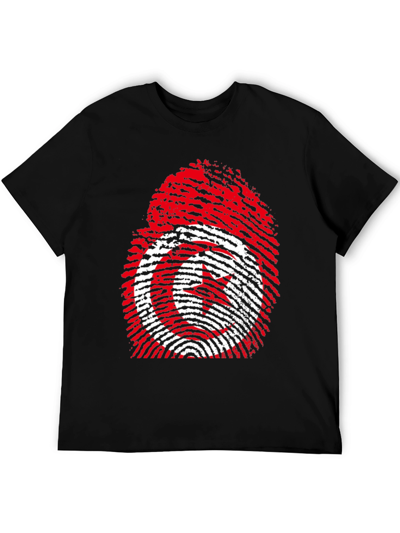 Tunisia Flag Fingerprint Graphic T-Shirt