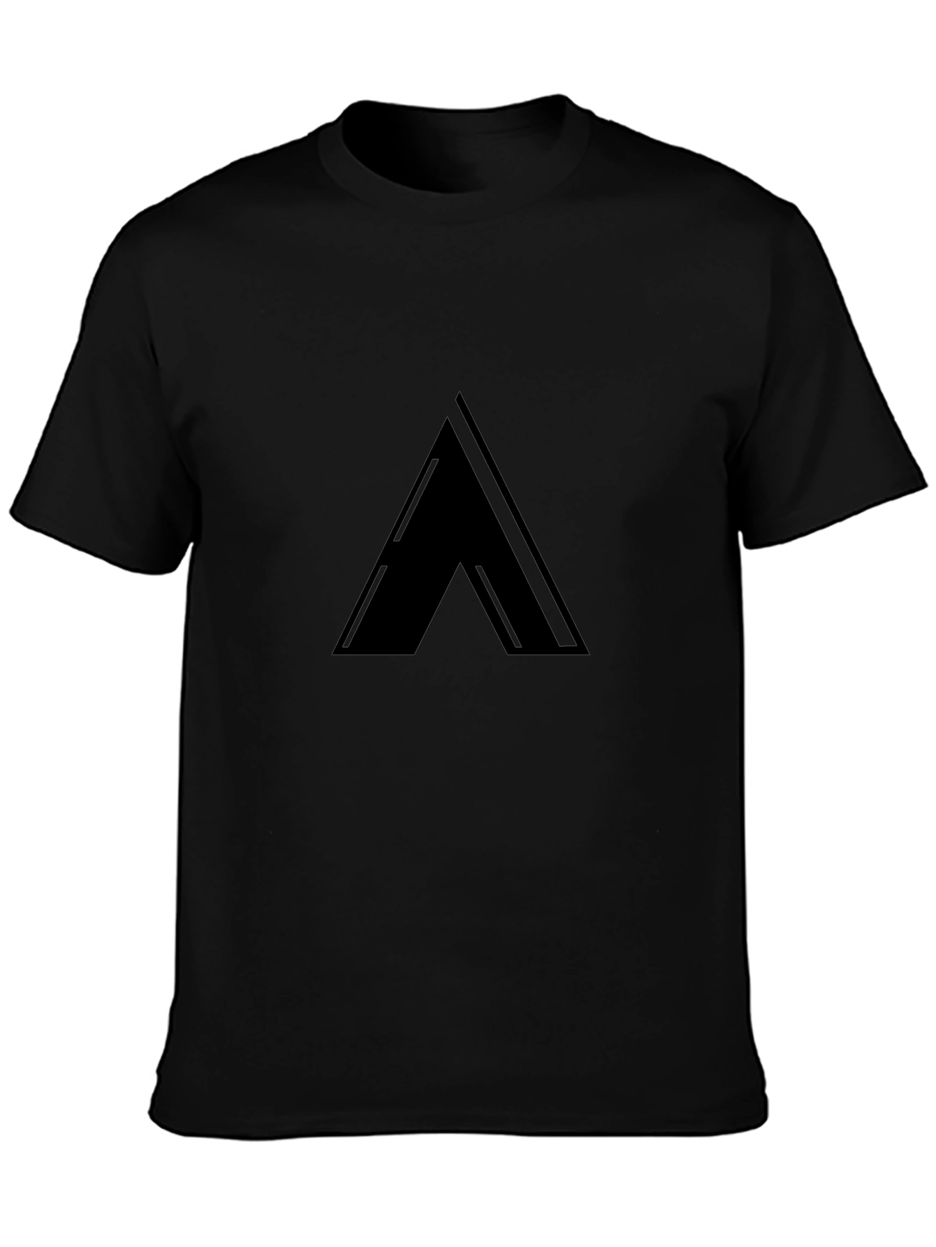 Sleek Black T-Shirt with Minimalist Triangle Design