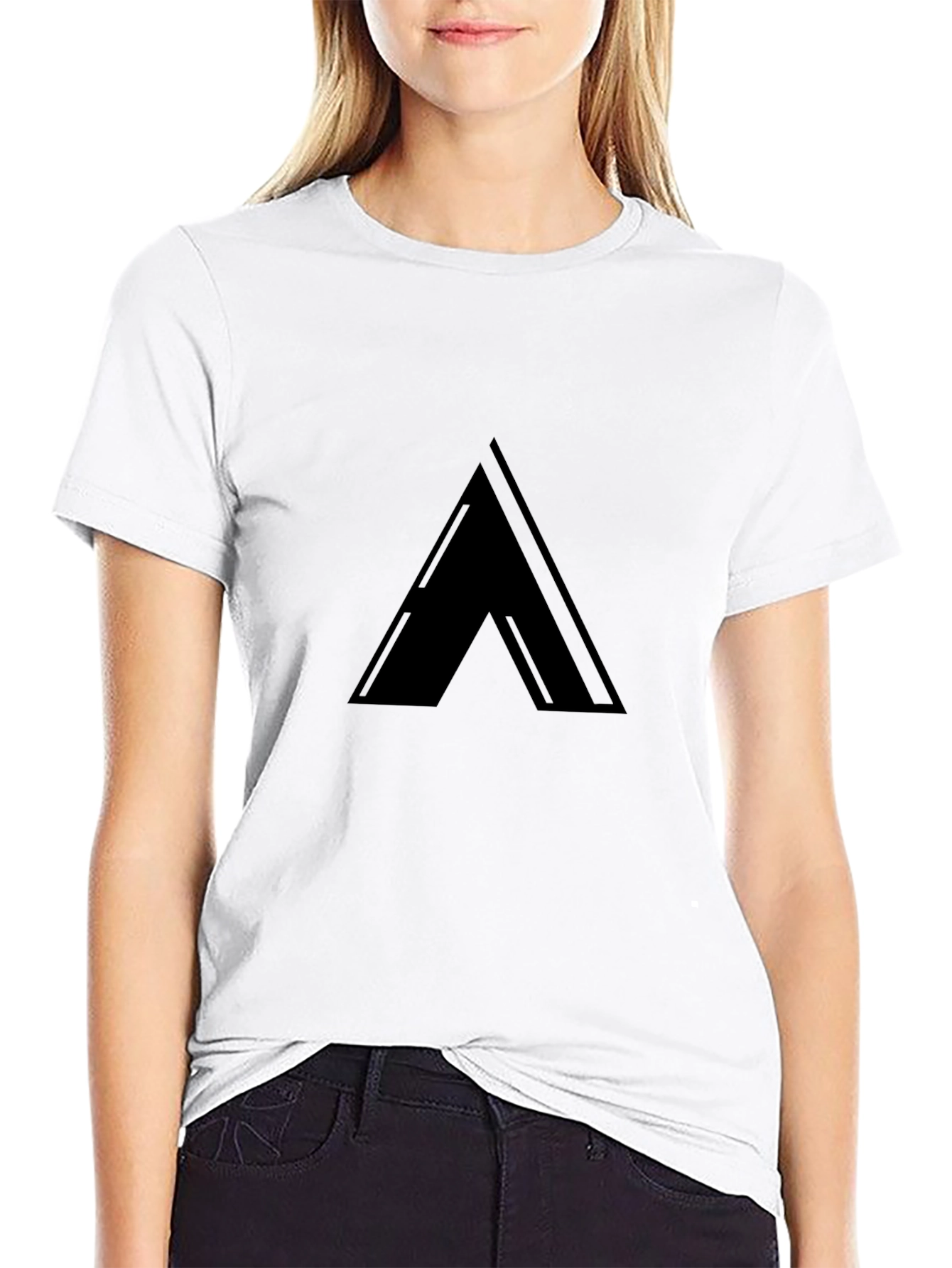 Sleek Black T-Shirt with Minimalist Triangle Design