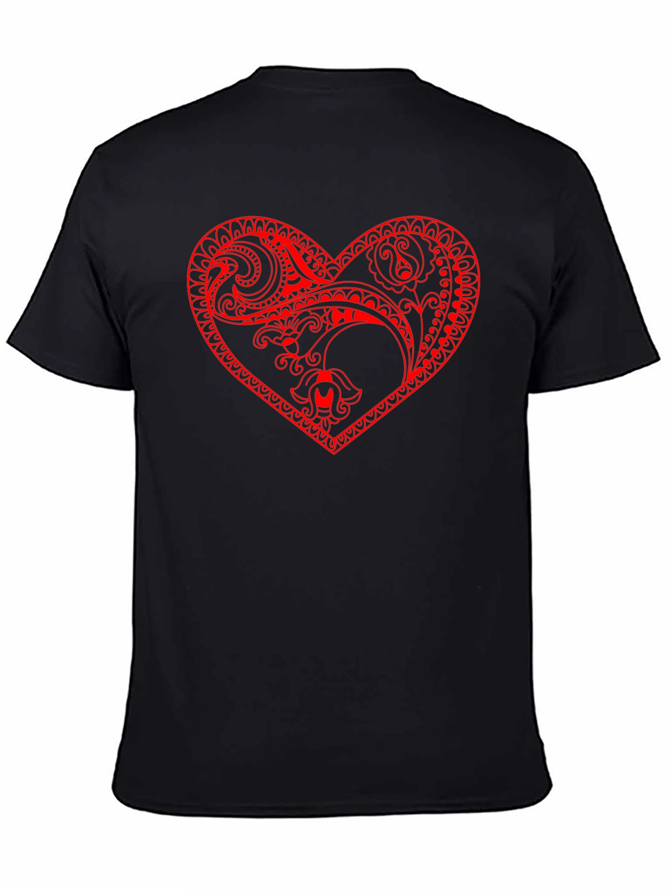 Black Tee with Red Heart Design