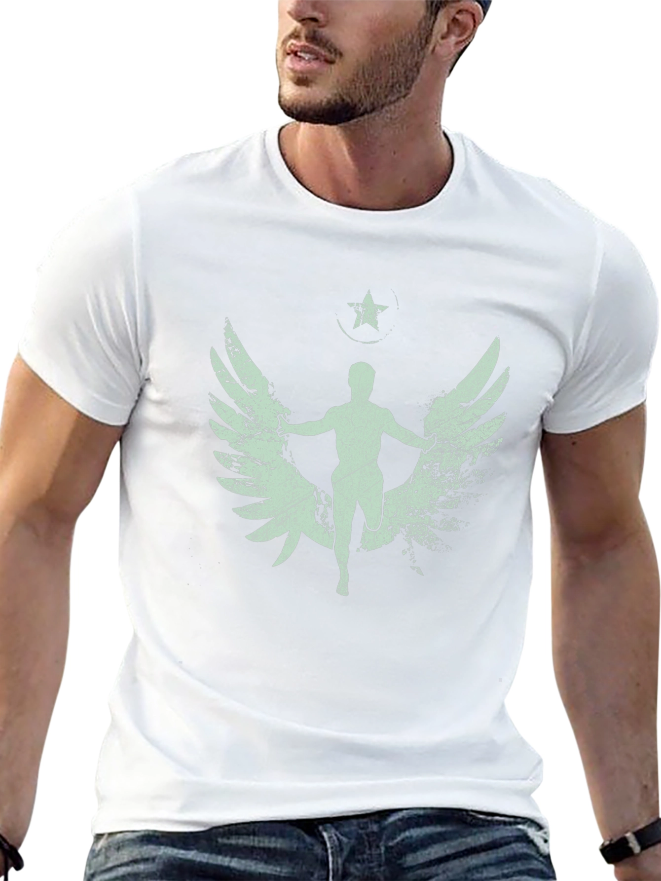 Winged Runner Graphic Tee - Black Cotton Blend