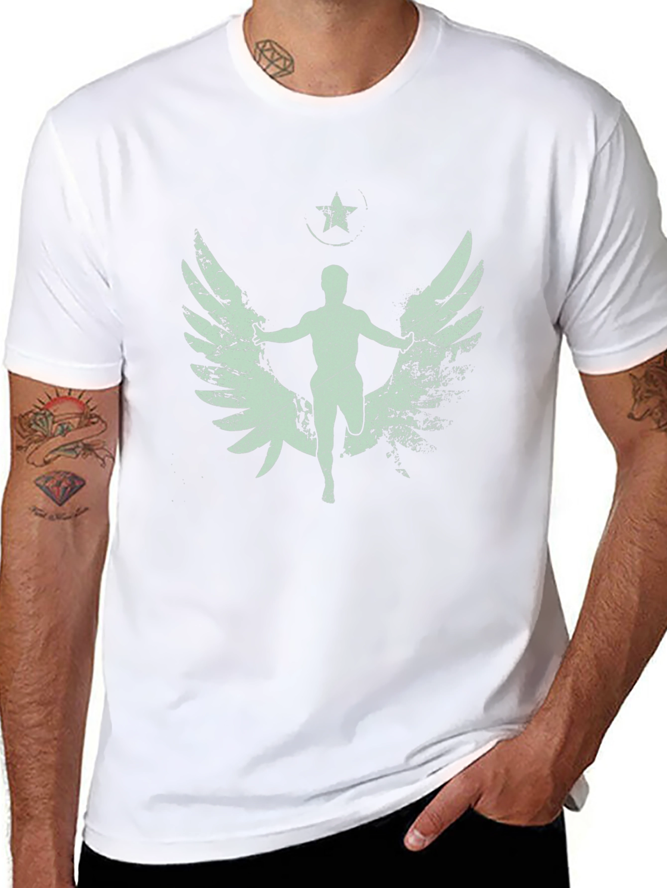 Winged Runner Graphic Tee - Black Cotton Blend
