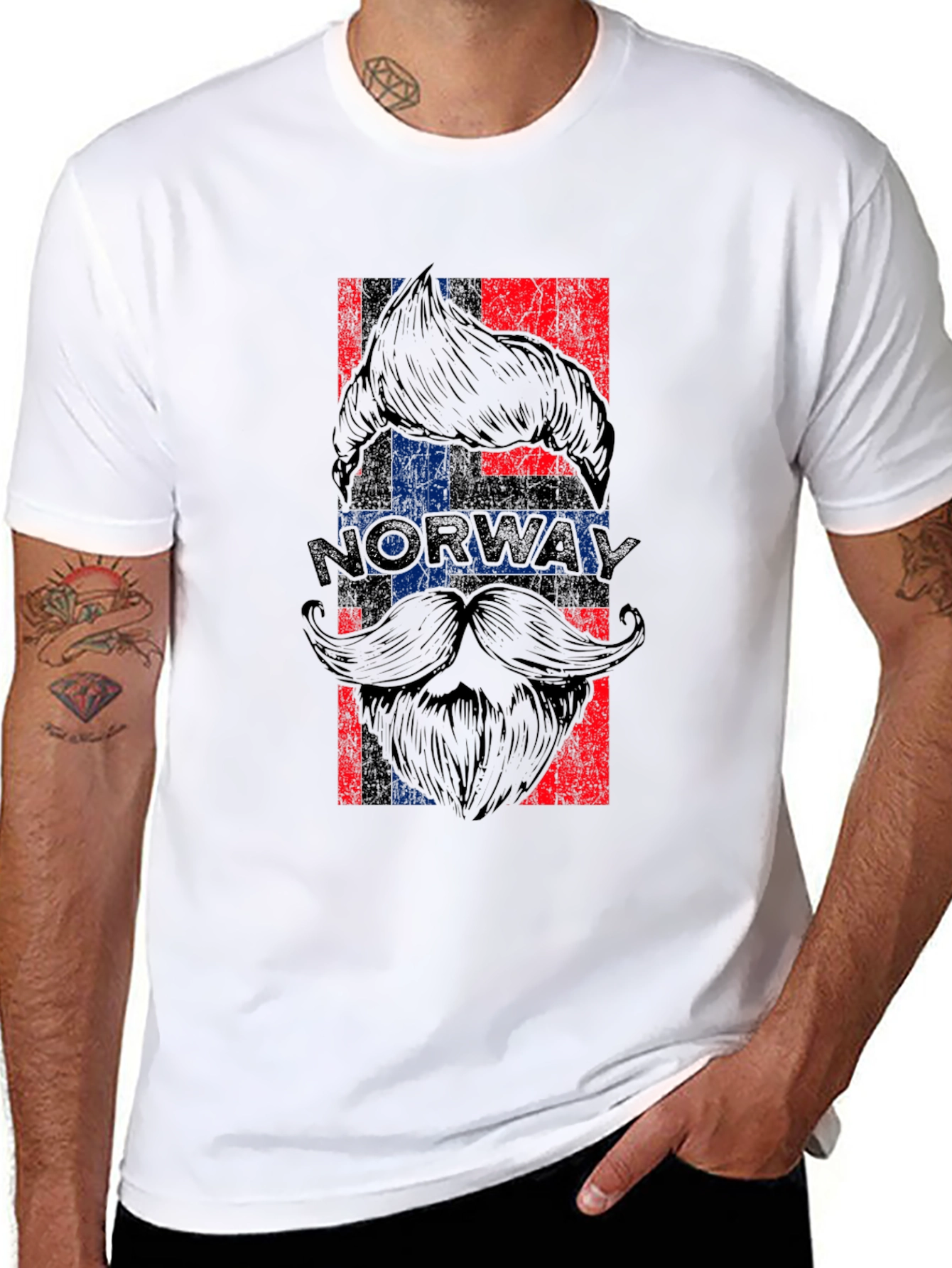 Norway Flag Beard Graphic T-Shirt
