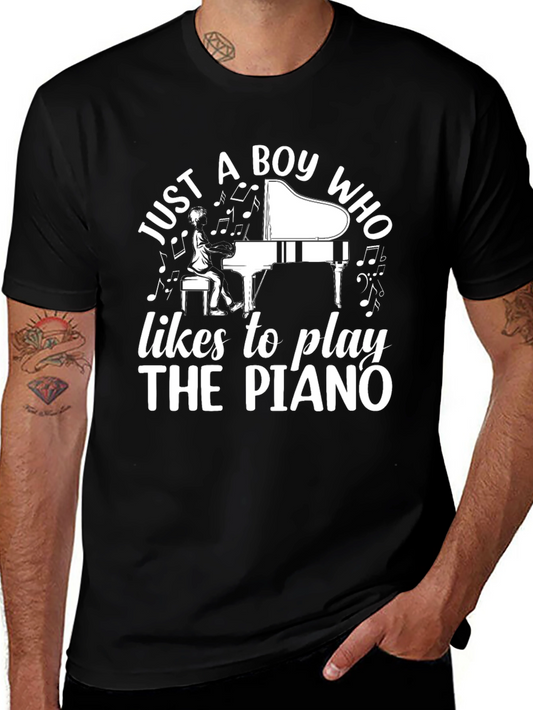 Just A Boy Who Likes To Play The Piano Graphic T-Shirt