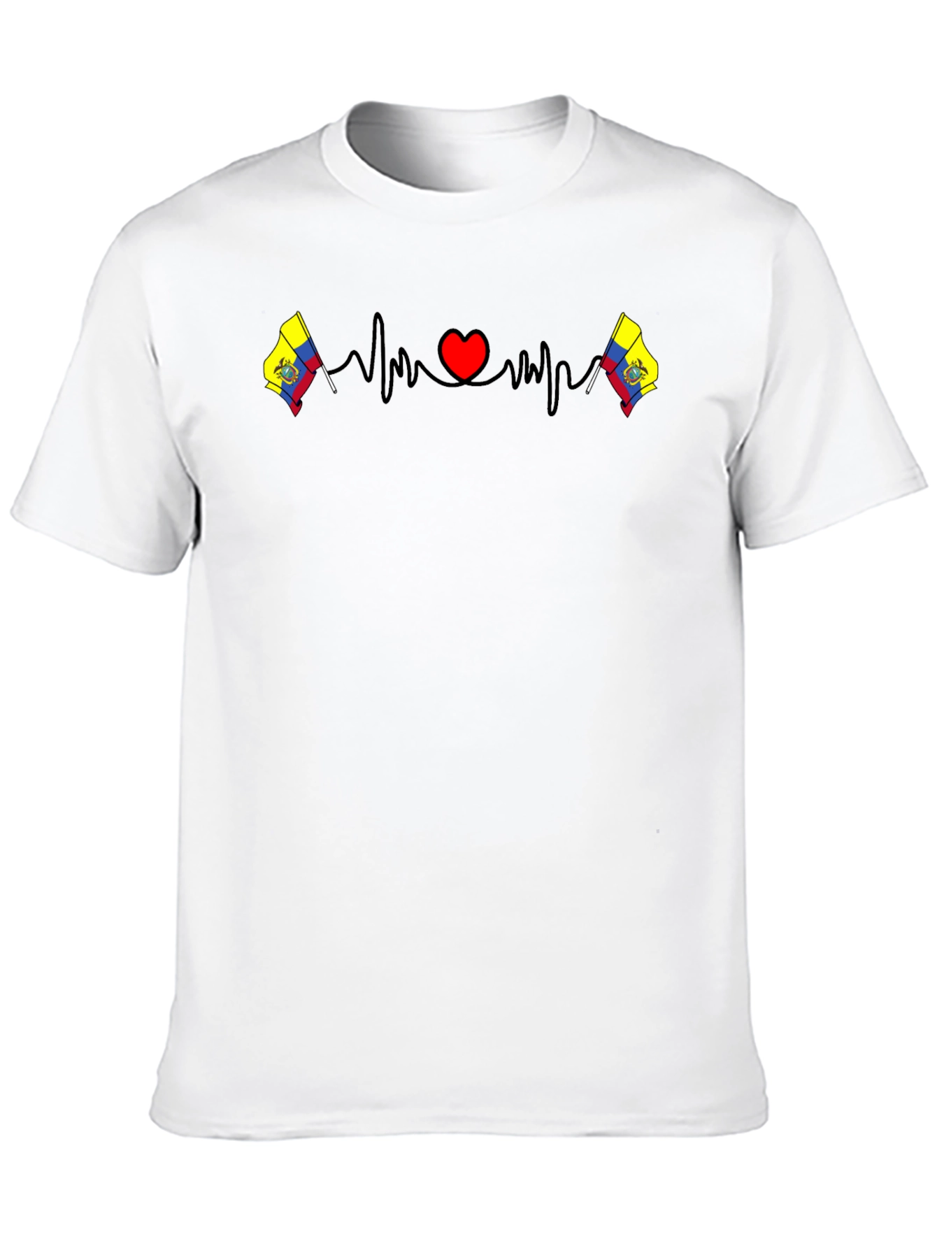 Ecuador Flag Heartbeat T-Shirt - Black