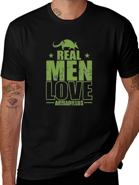 Real Men Love Armadillos Black Graphic Tee