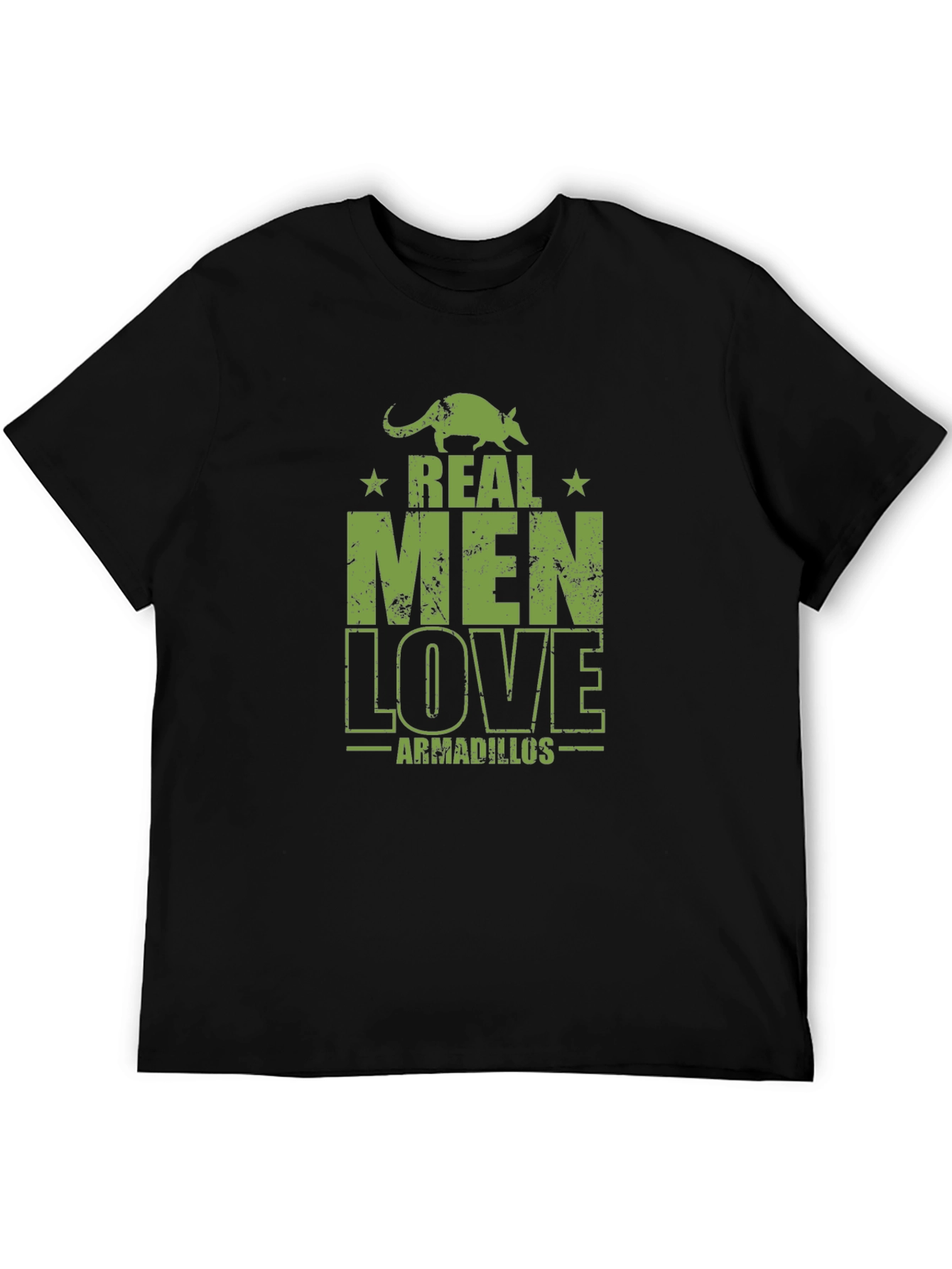 Real Men Love Armadillos Black Graphic Tee