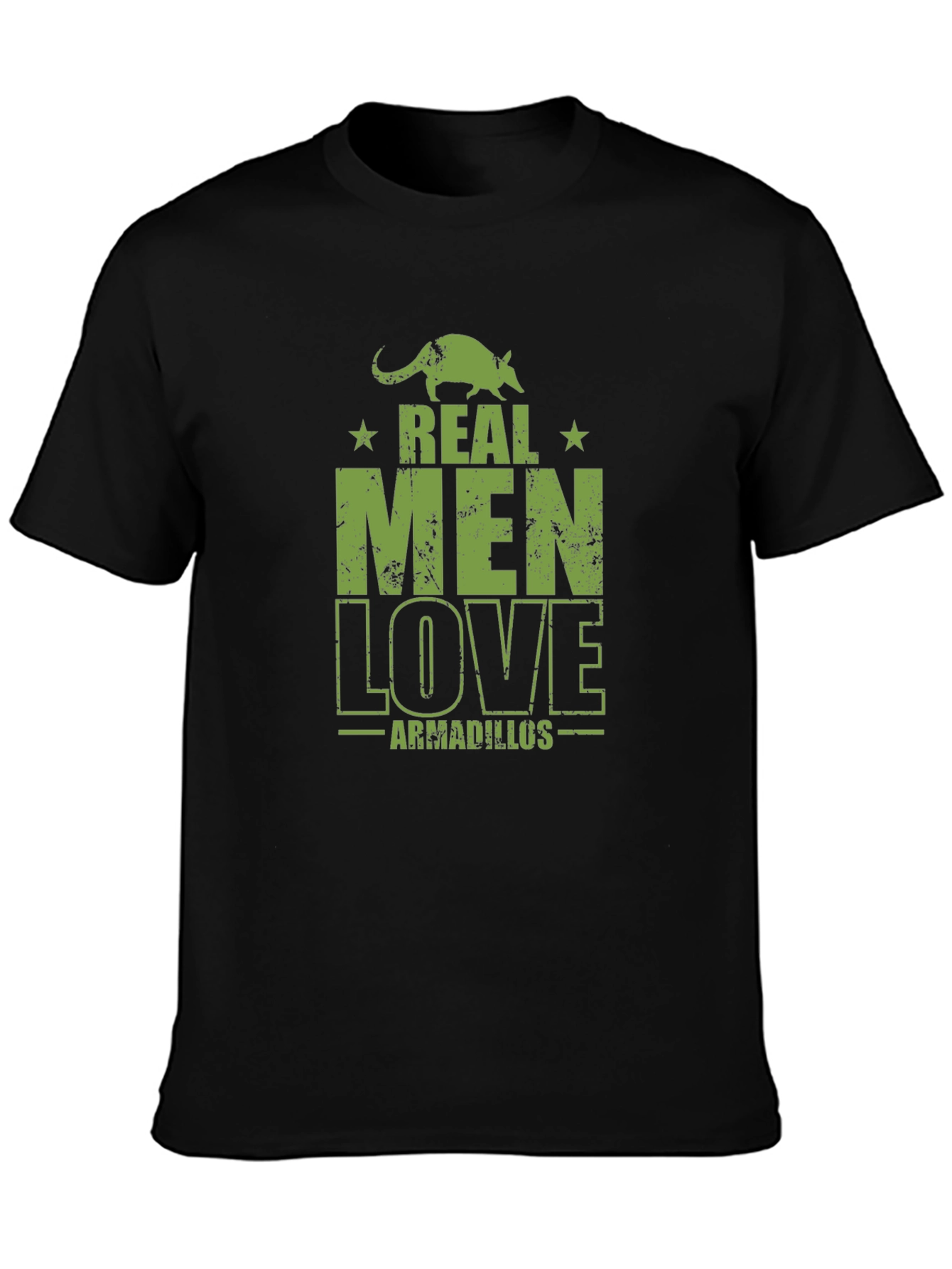 Real Men Love Armadillos Black Graphic Tee