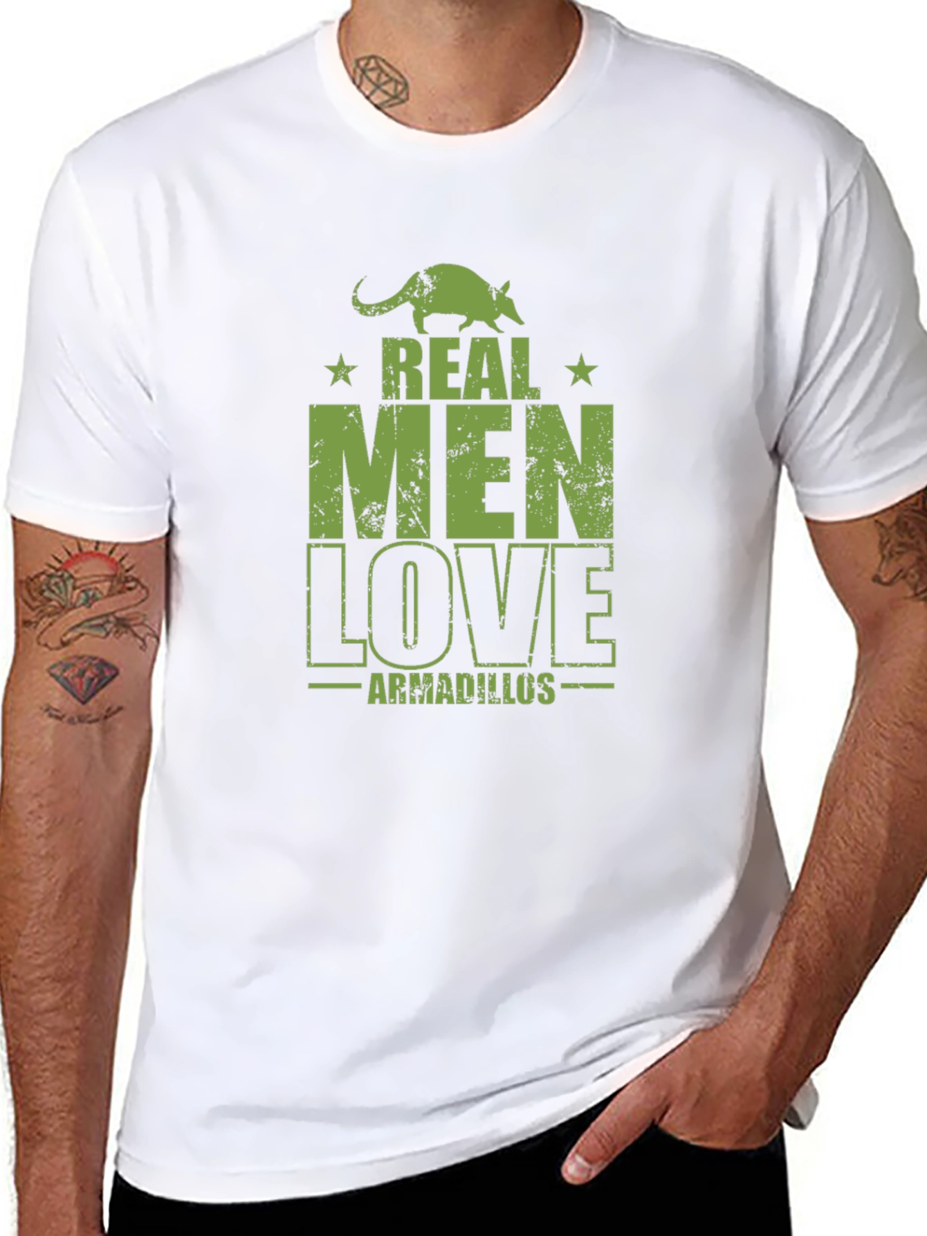 Real Men Love Armadillos Black Graphic Tee