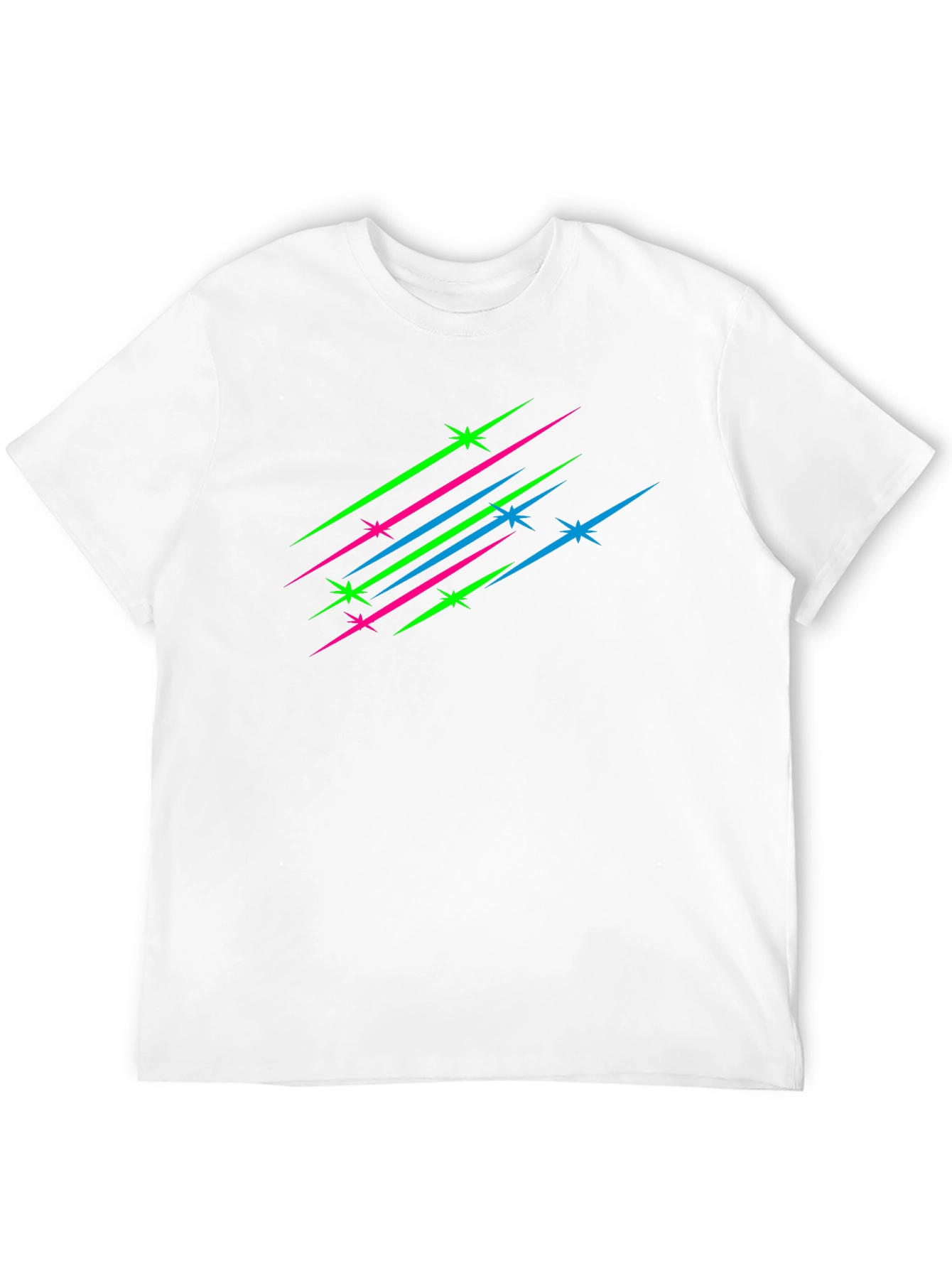 Mens Black T-Shirt with Neon Star Streaks