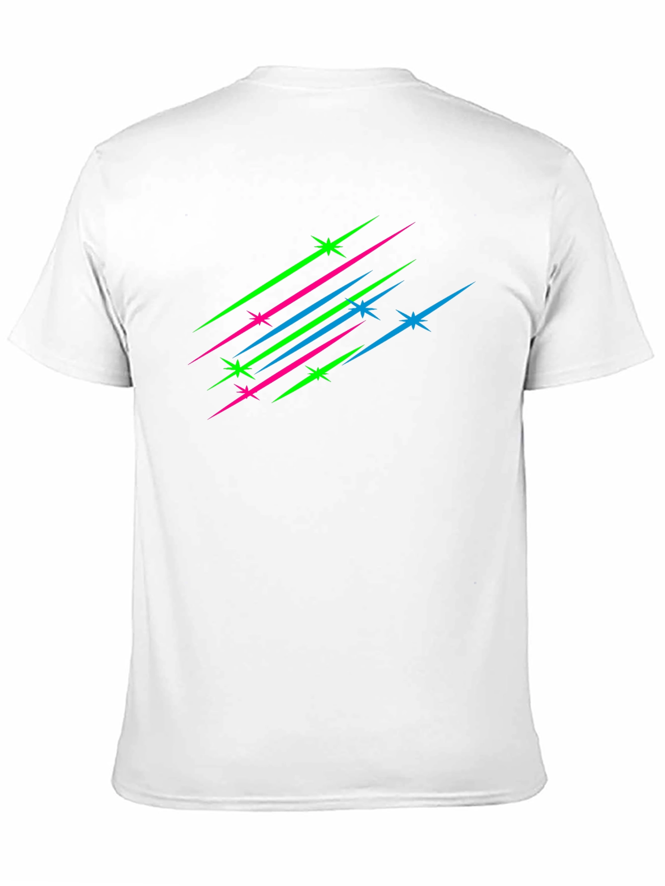 Mens Black T-Shirt with Neon Star Streaks