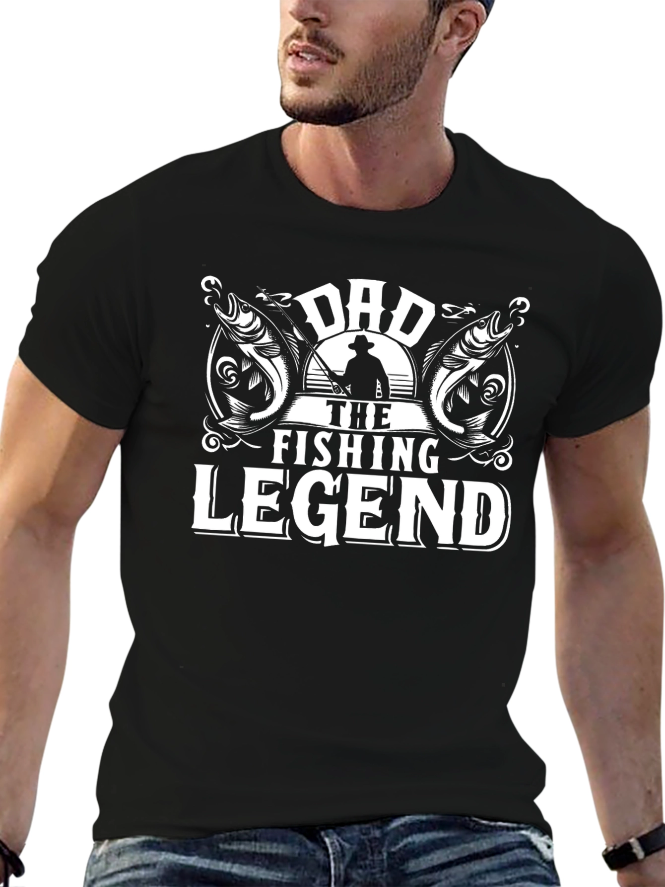 Dad The Fishing Legend Black T-Shirt