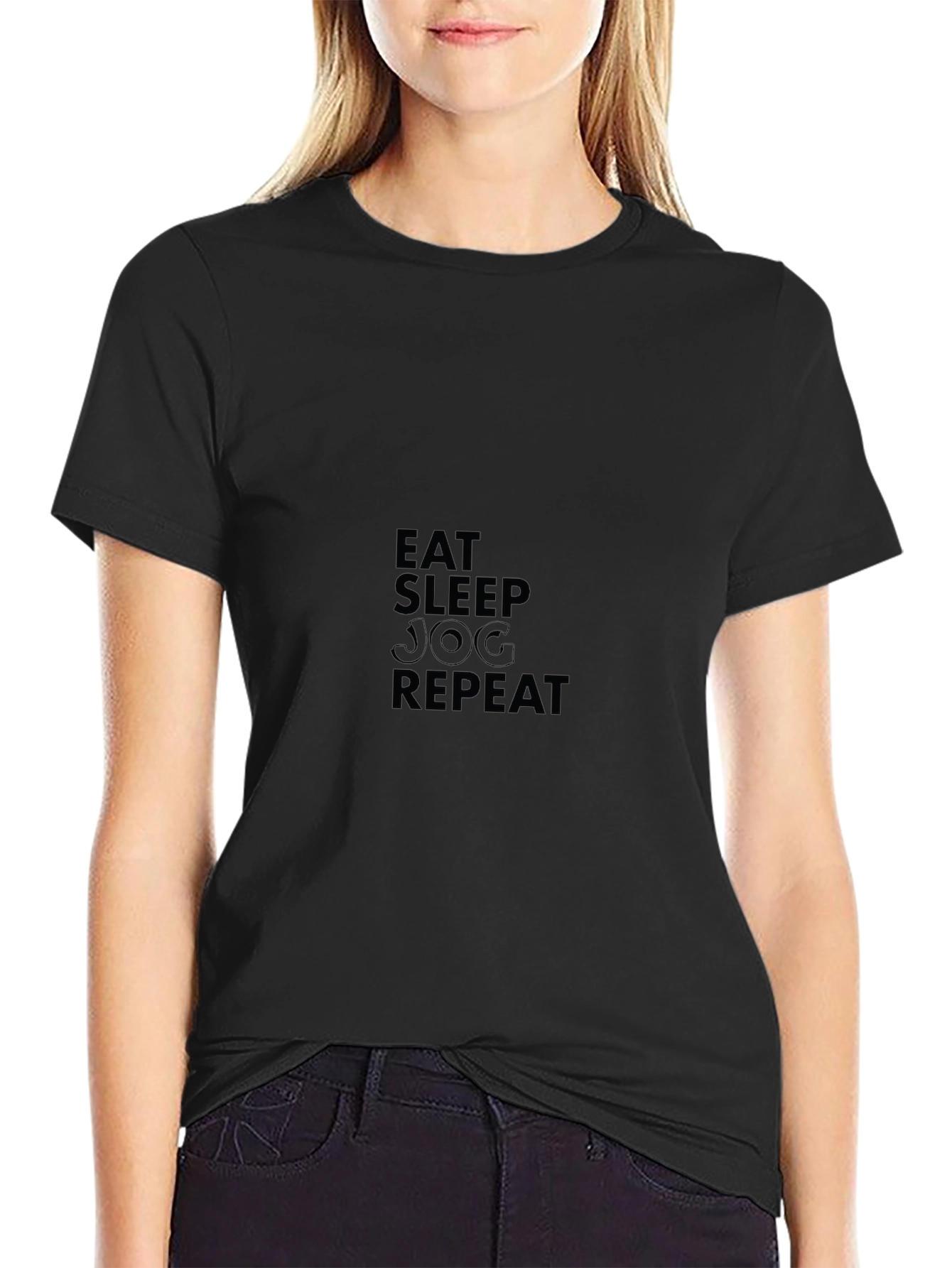 Eat Sleep Jog Repeat Black T-Shirt
