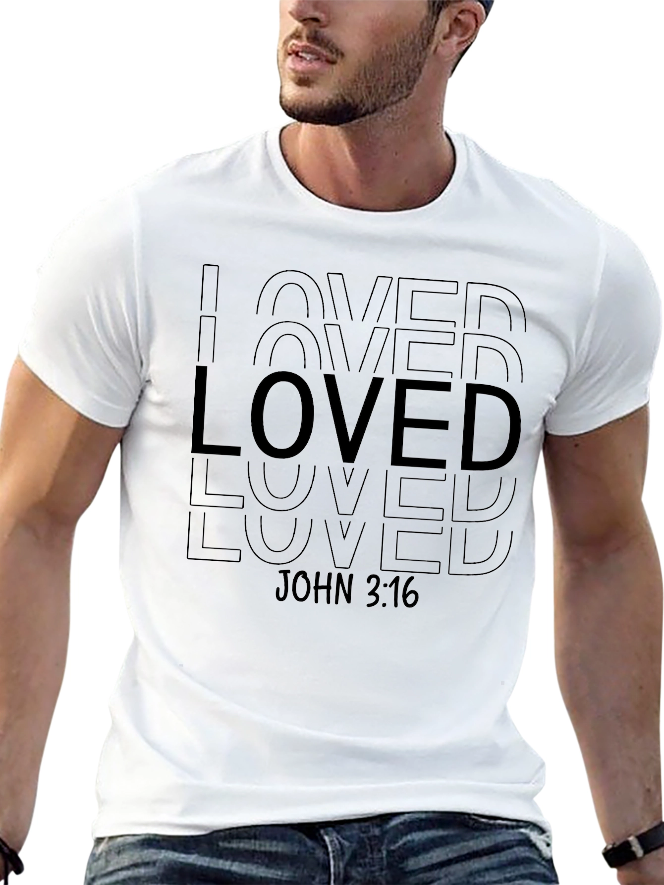 Loved John 3:16 Black Graphic Tee