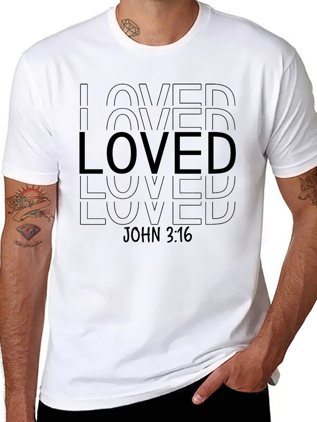 Loved John 3:16 Black Graphic Tee