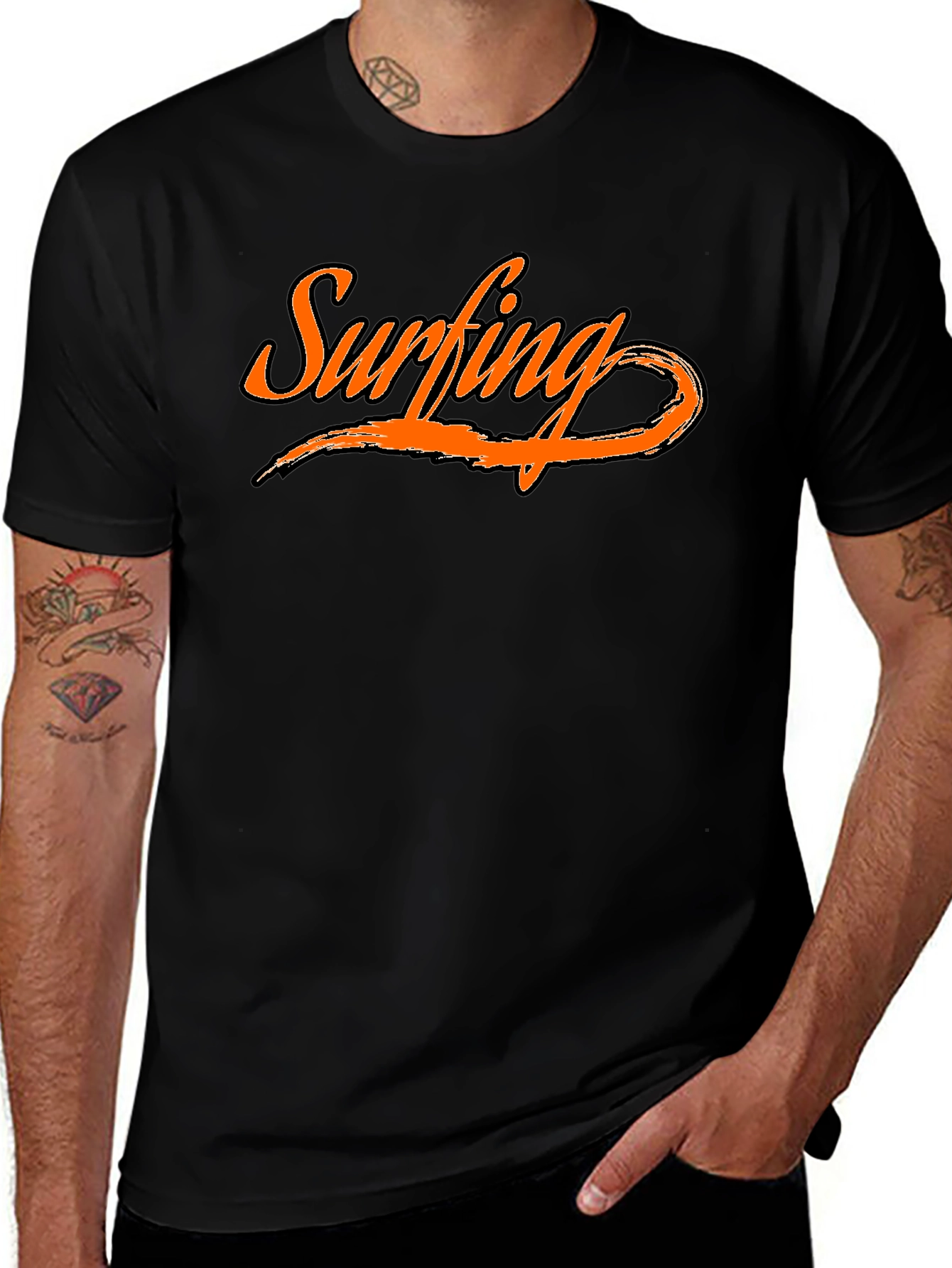 Surfing Graphic Tee - Black